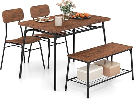 5-Piece Dining Table Set with Storage Rack