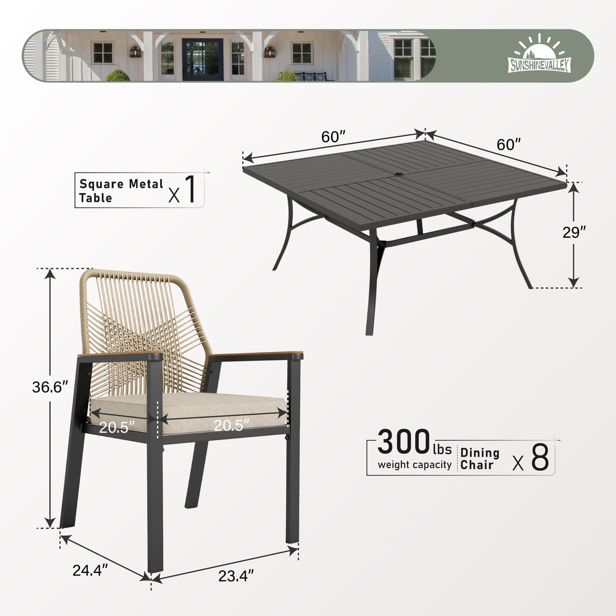 9-Piece Patio Dining Set with Woven Rattan Chairs