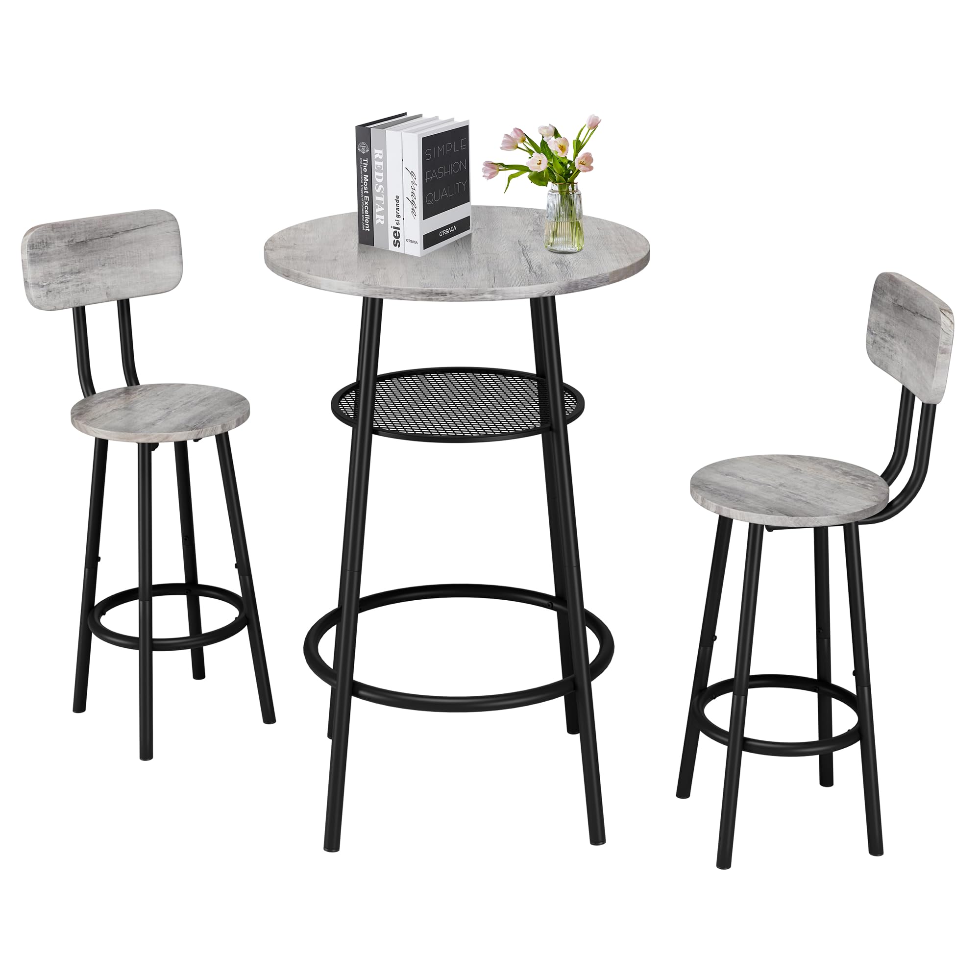 3-Piece Bar Table Set with Storage