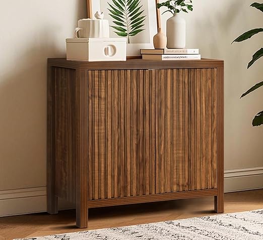 Fluted Sideboard Buffet Cabinet with Adjustable Shelves