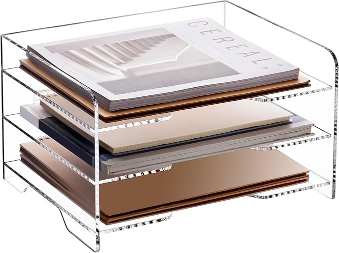 5-Tier Acrylic Desk File Organizer with Handle