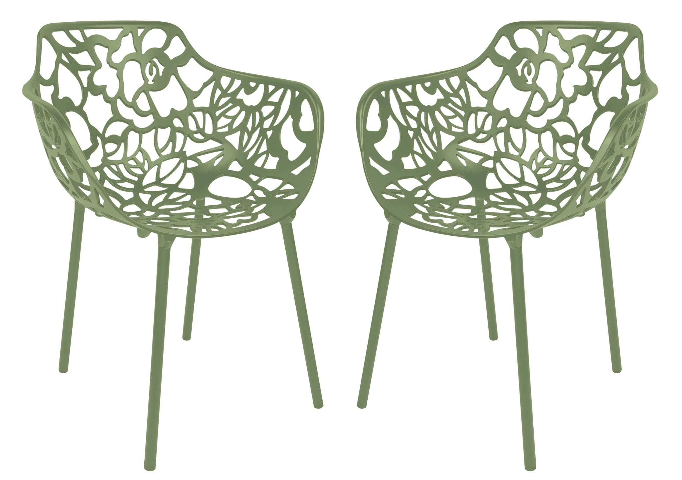 Modern Aluminum Stackable Patio Dining Armchair Set of 2