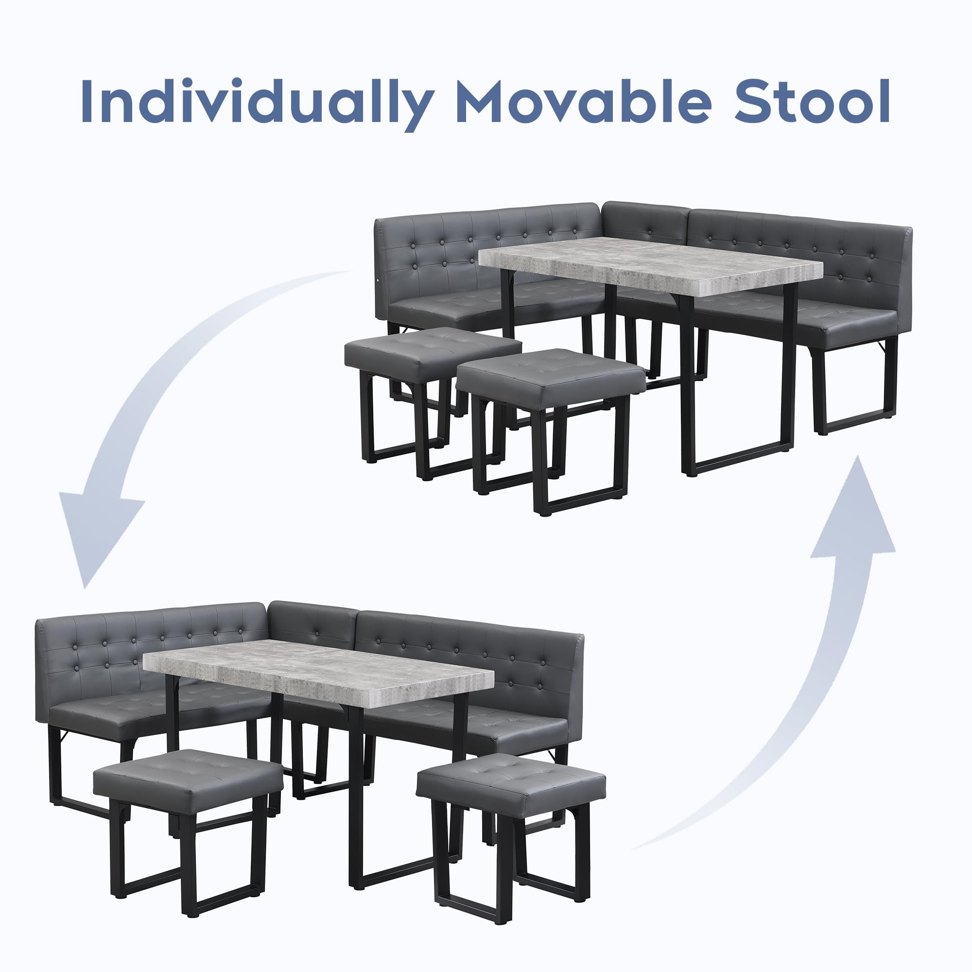L-Shaped Corner Dining Table Set with Bench