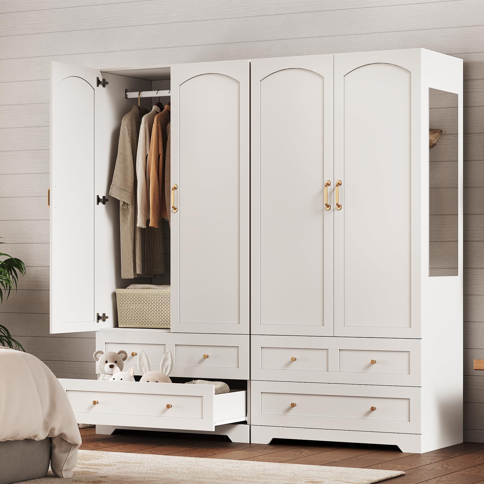 Armoire Wardrobe Closet with Full-Length Mirror
