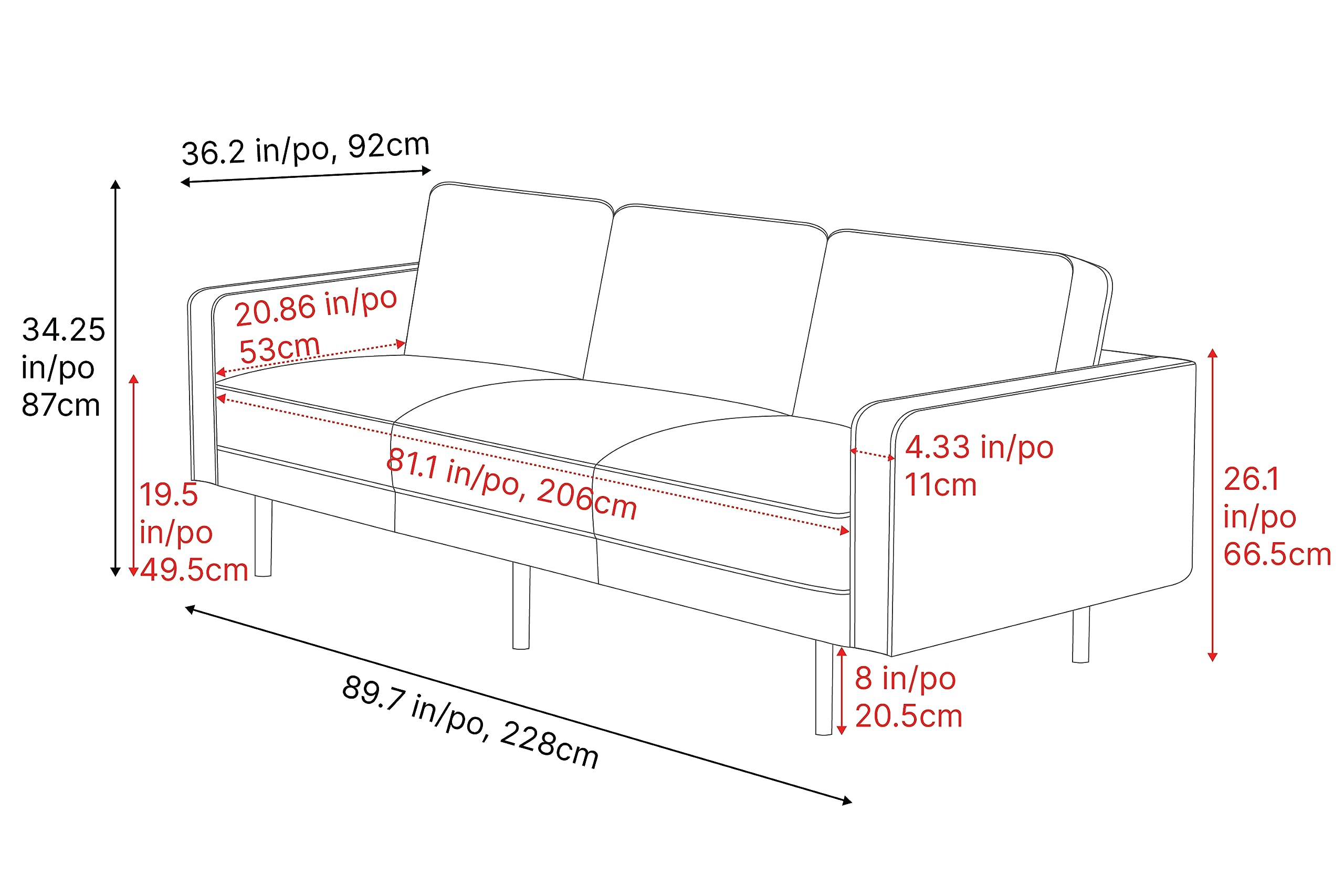 90" Italian Nappa Leather Sofa Cognac