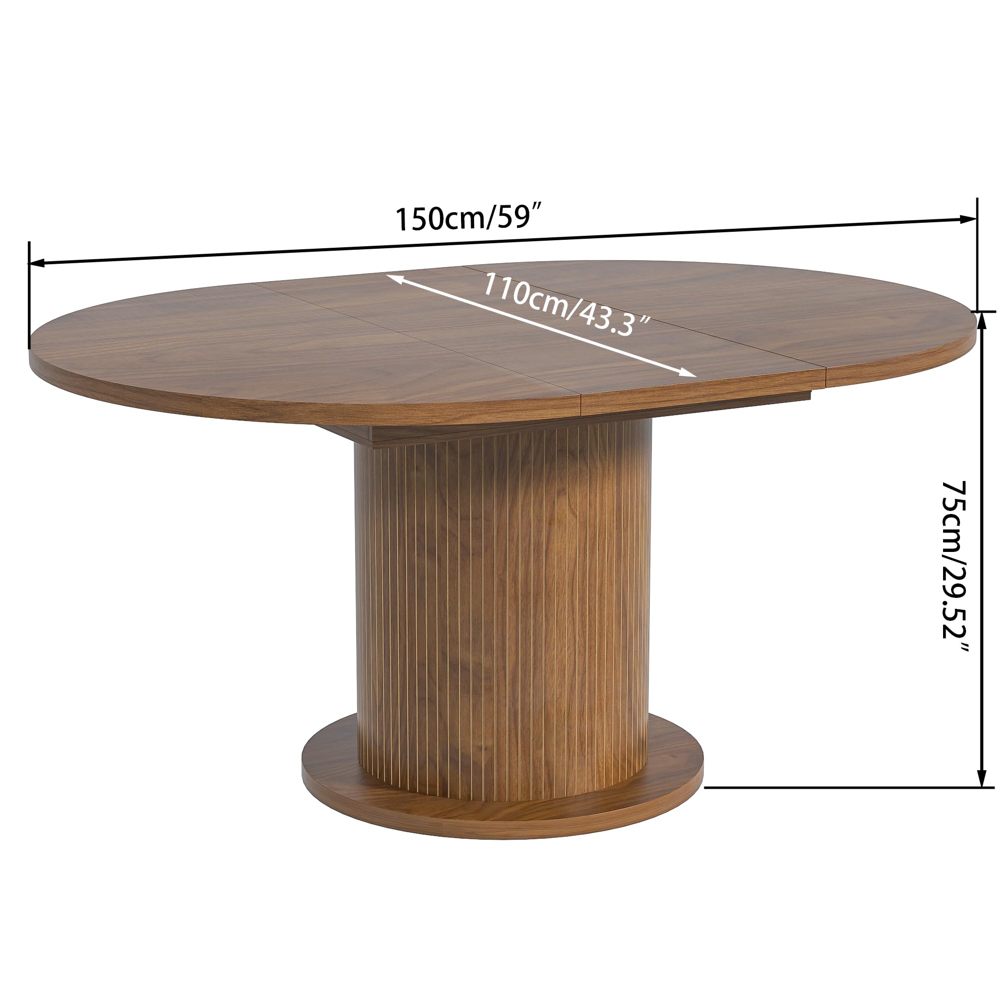 Adjustable Round Dining Table for 4-6