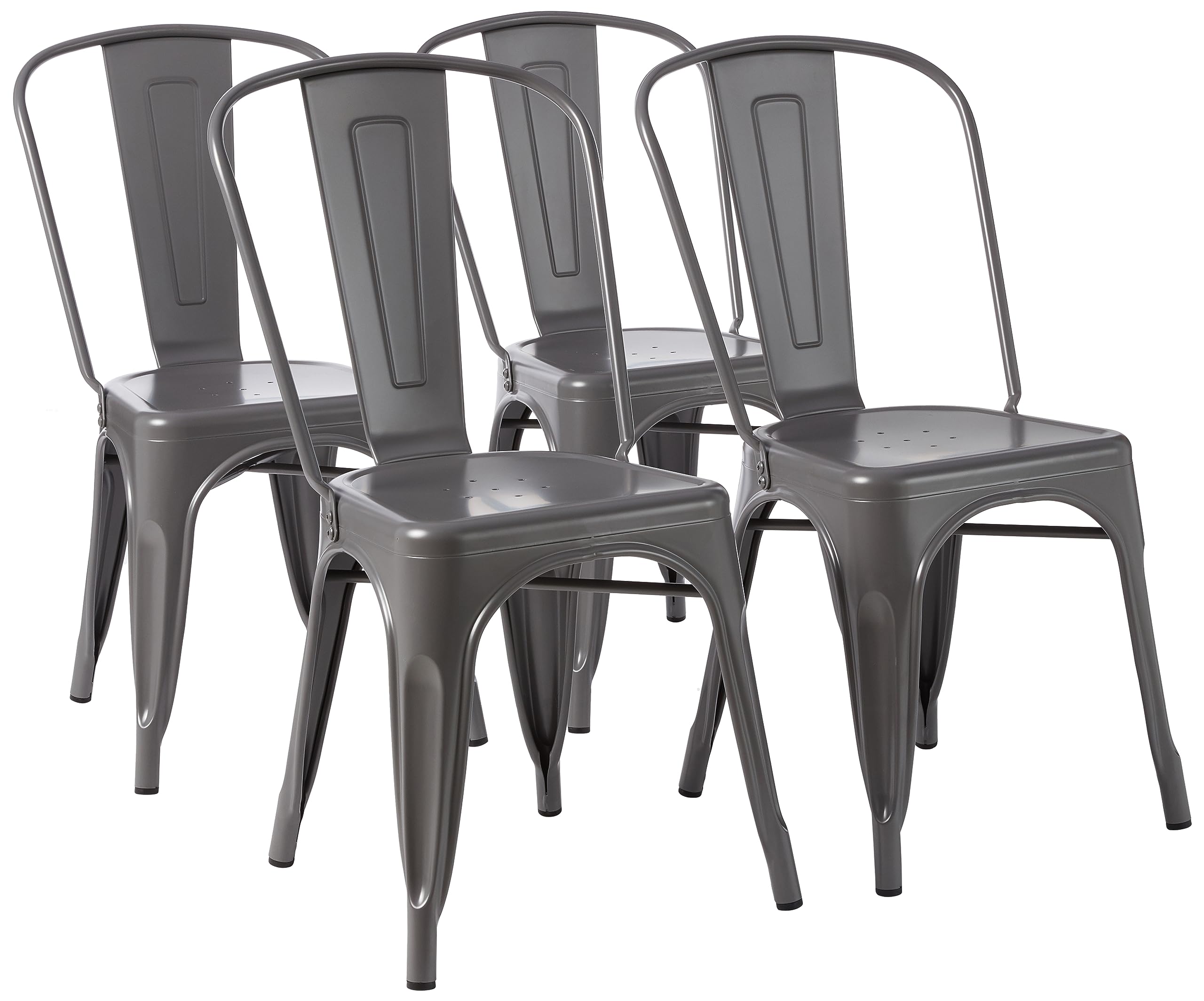 Metal Dining Chairs Set of 4 - Dark Grey