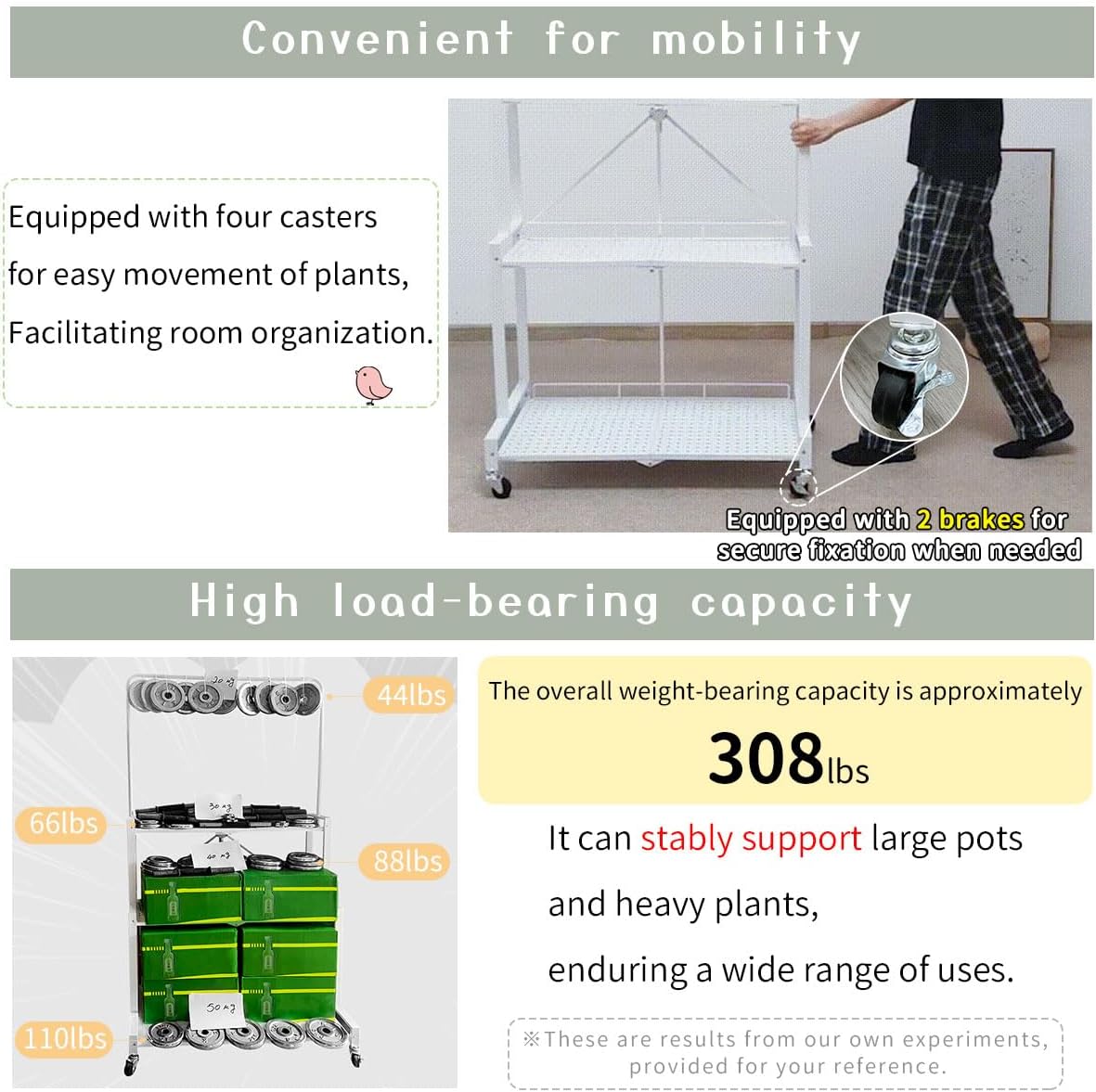 4-Tier Foldable Plant Stand with Wheels