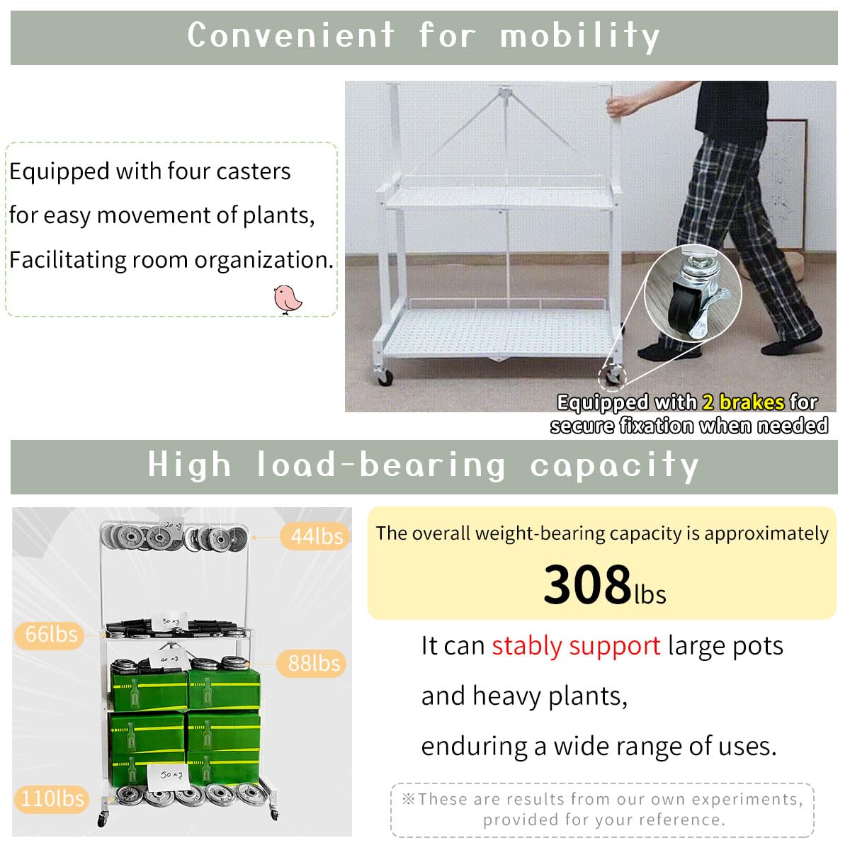 4-Tier Foldable Plant Stand with Wheels