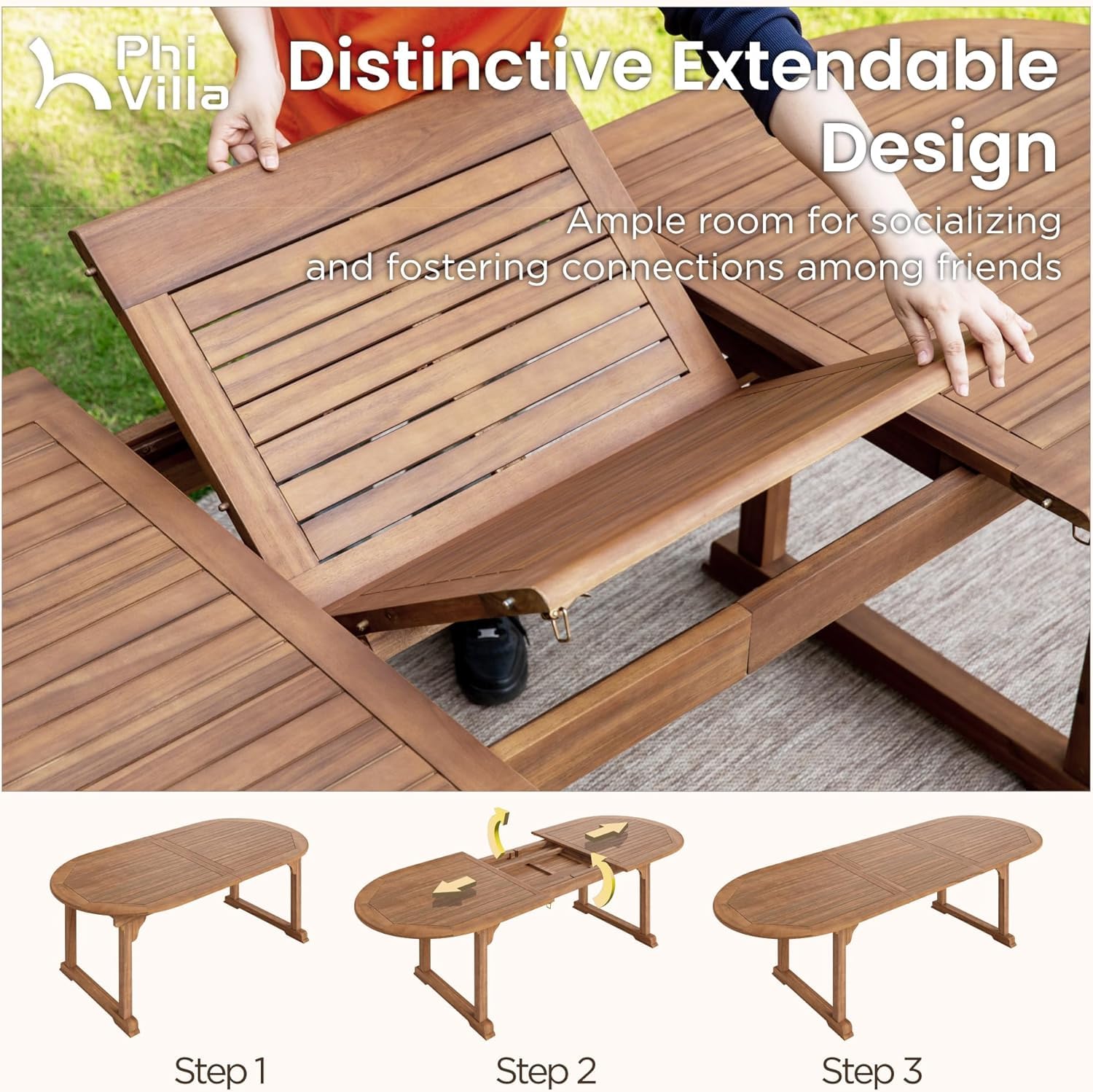 9-Piece Acacia Wood Outdoor Dining Set for 8