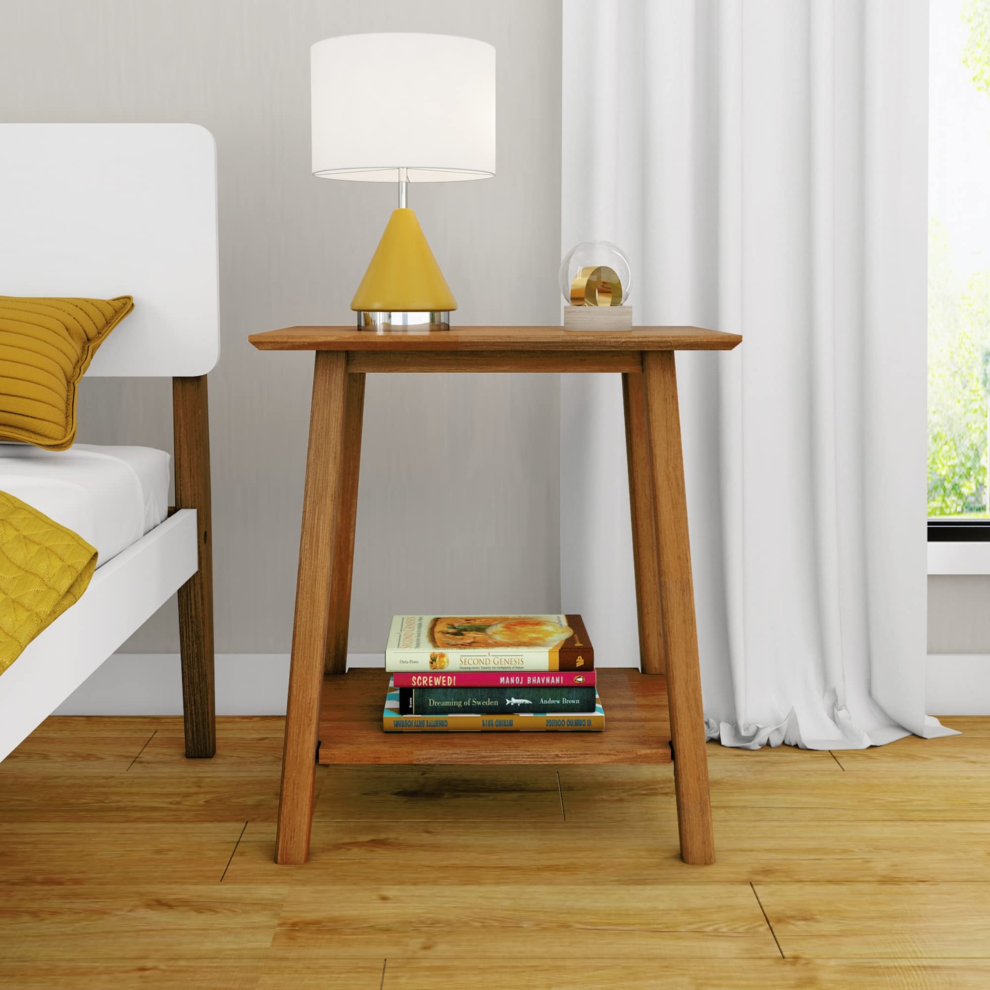 Mid-Century Modern Nightstand with Open Shelf