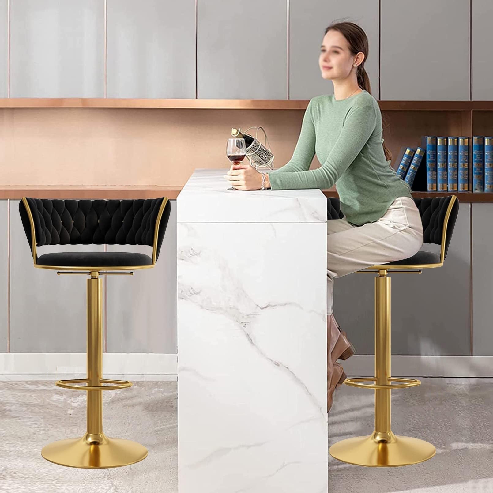 Adjustable Swivel Bar Stool Set of 2