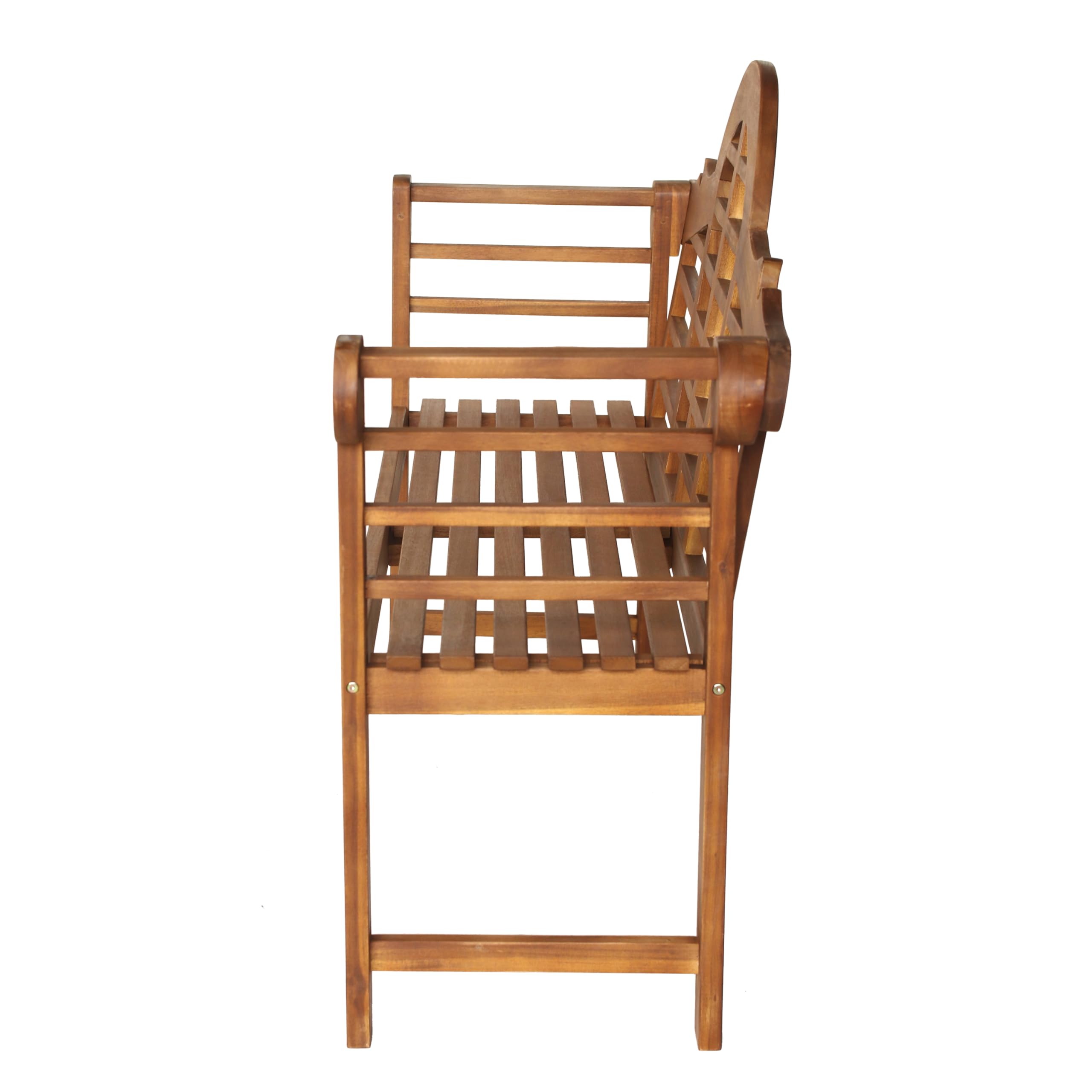 Acacia Wood Outdoor Garden Bench with Arched Back