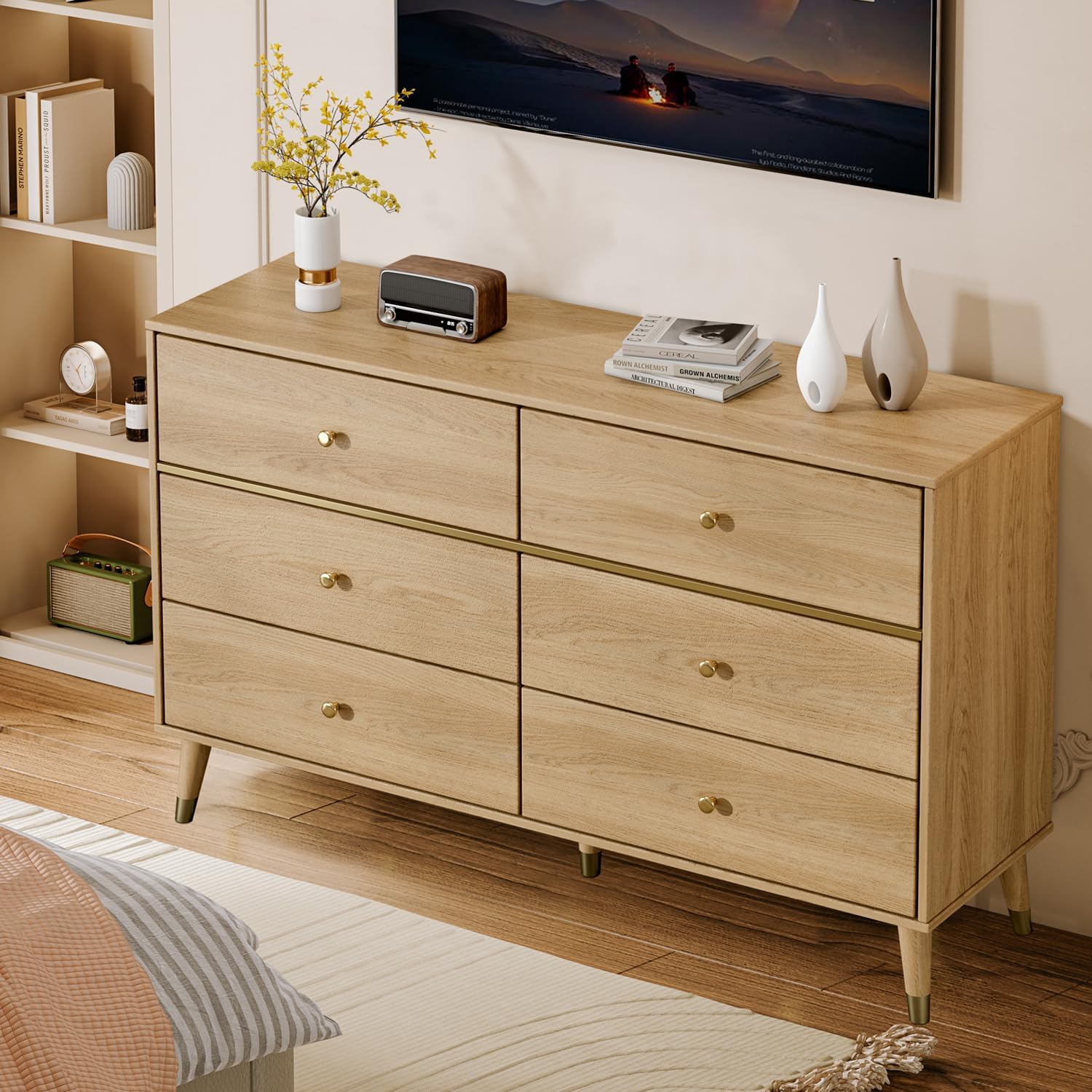 6 Drawer Dresser 47 Inch Wide Mid Century Modern Chest