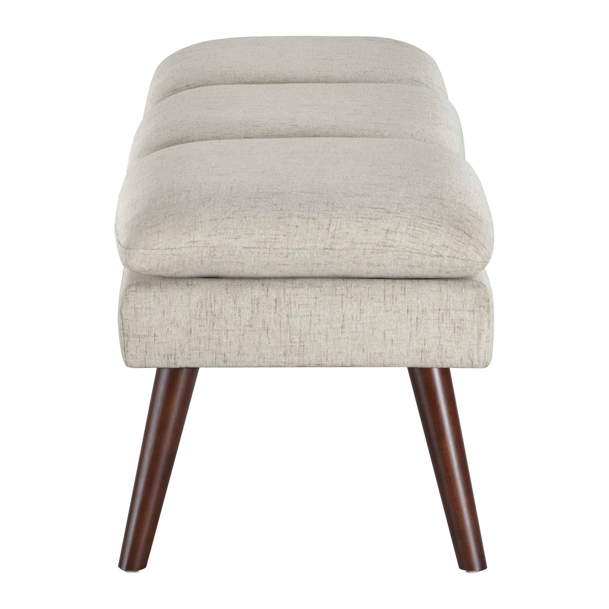 Amanda Mid-Century Modern Upholstered Bench 54-Inch Linen