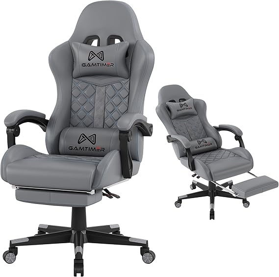 High Back Gaming Chair with Footrest and Lumbar Support