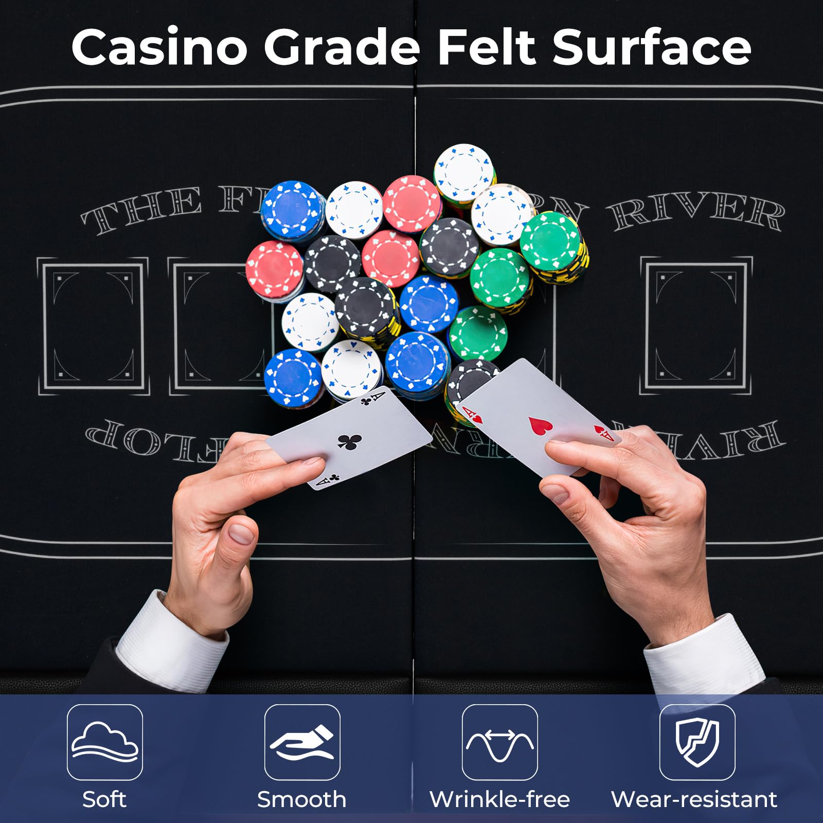 8 Player Poker Table Foldable 72 Inch Oval Card Game Table