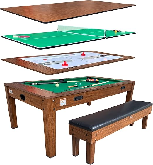 7.5-Foot 4-in-1 Multi-Game Swivel Table - Pool, Air Hockey, Table Tennis
