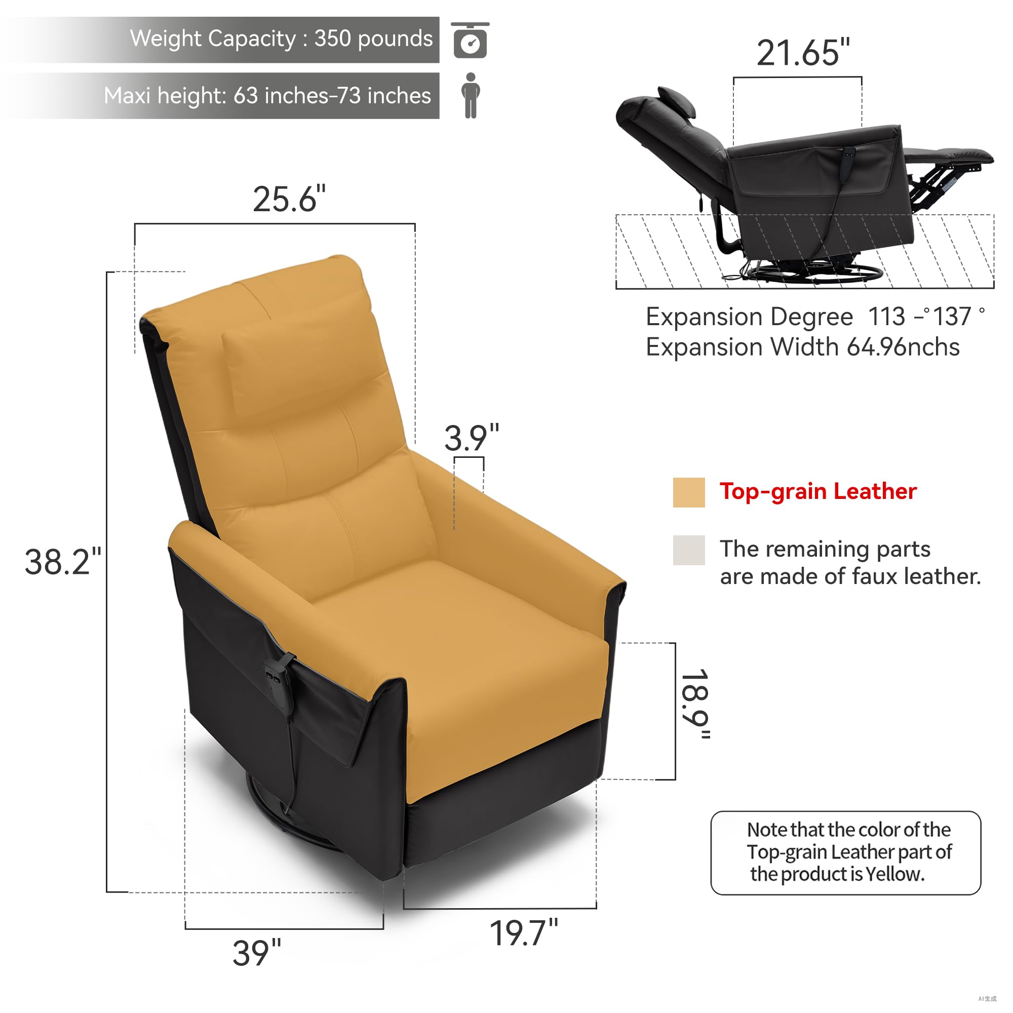 Genuine Leather Power Rocker Recliner Chair