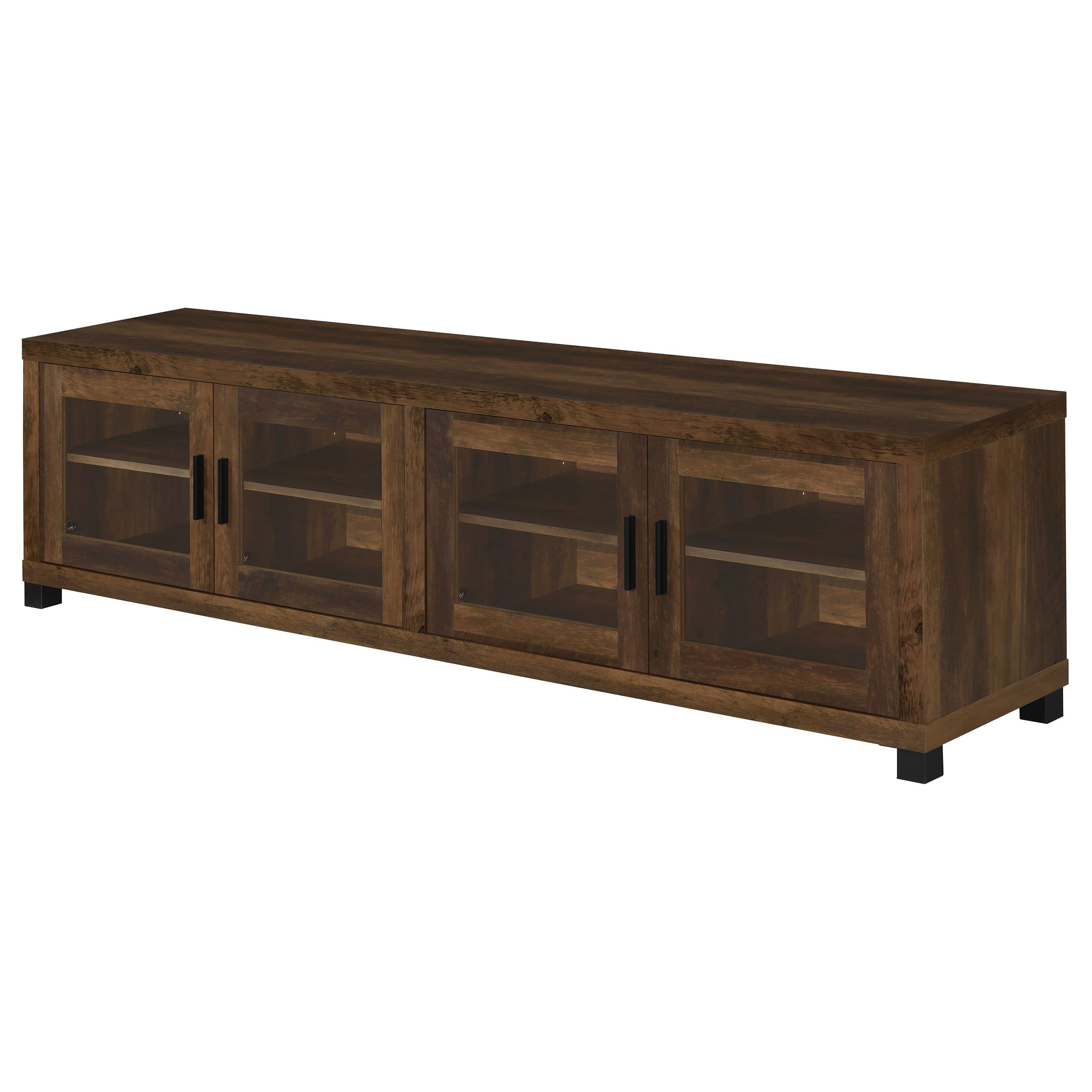 79" TV Stand with Glass Doors and Adjustable Shelves