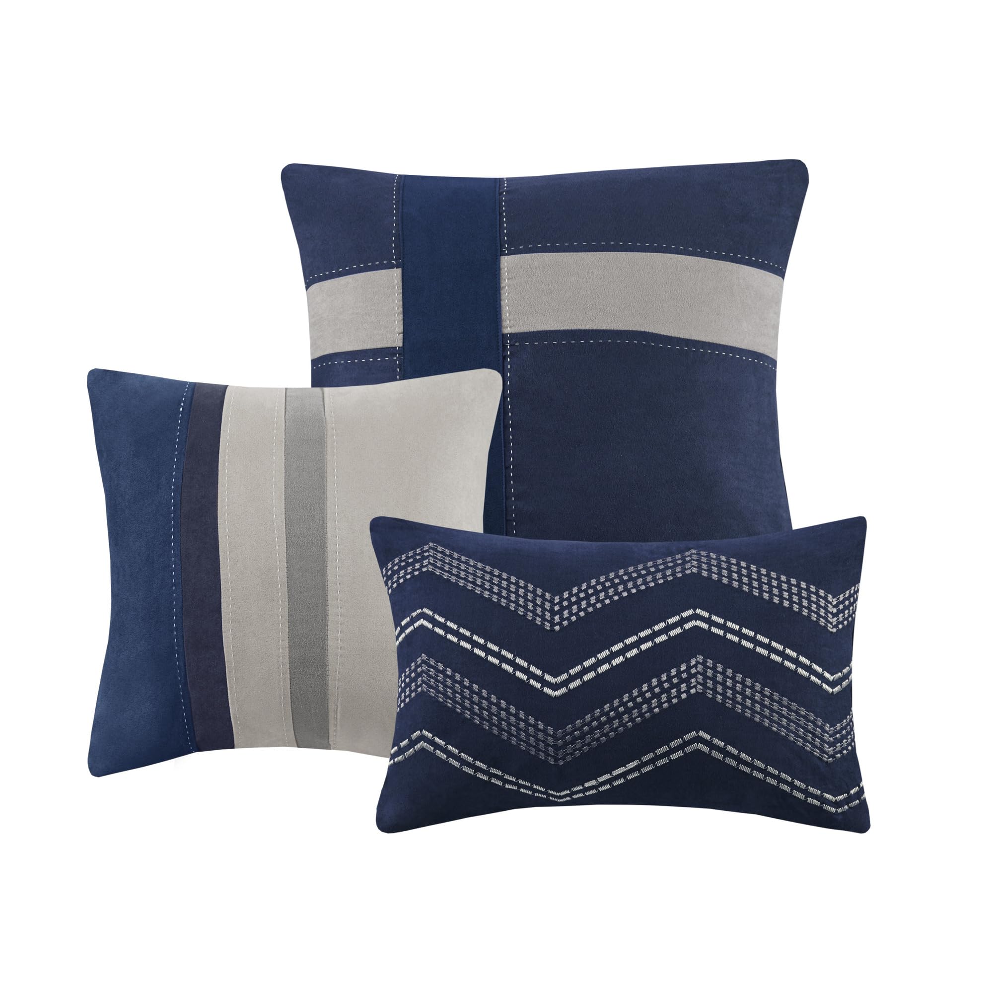 King Micro-Suede Comforter Set - Blue 7 Piece