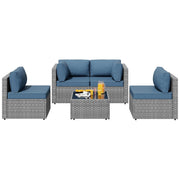 5-Piece Patio Conversation Set with Sectional Sofa and Coffee Table