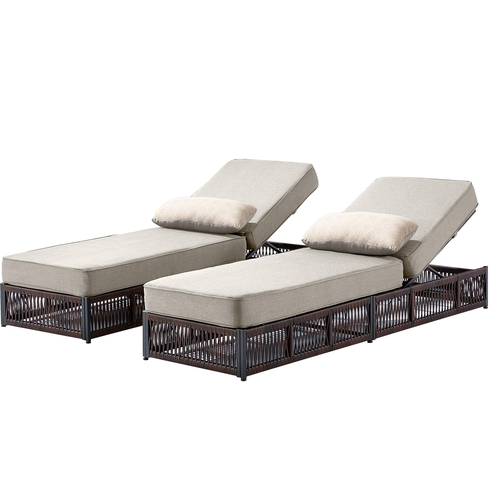 Outdoor Chaise Lounges Set of 2 with Cushions