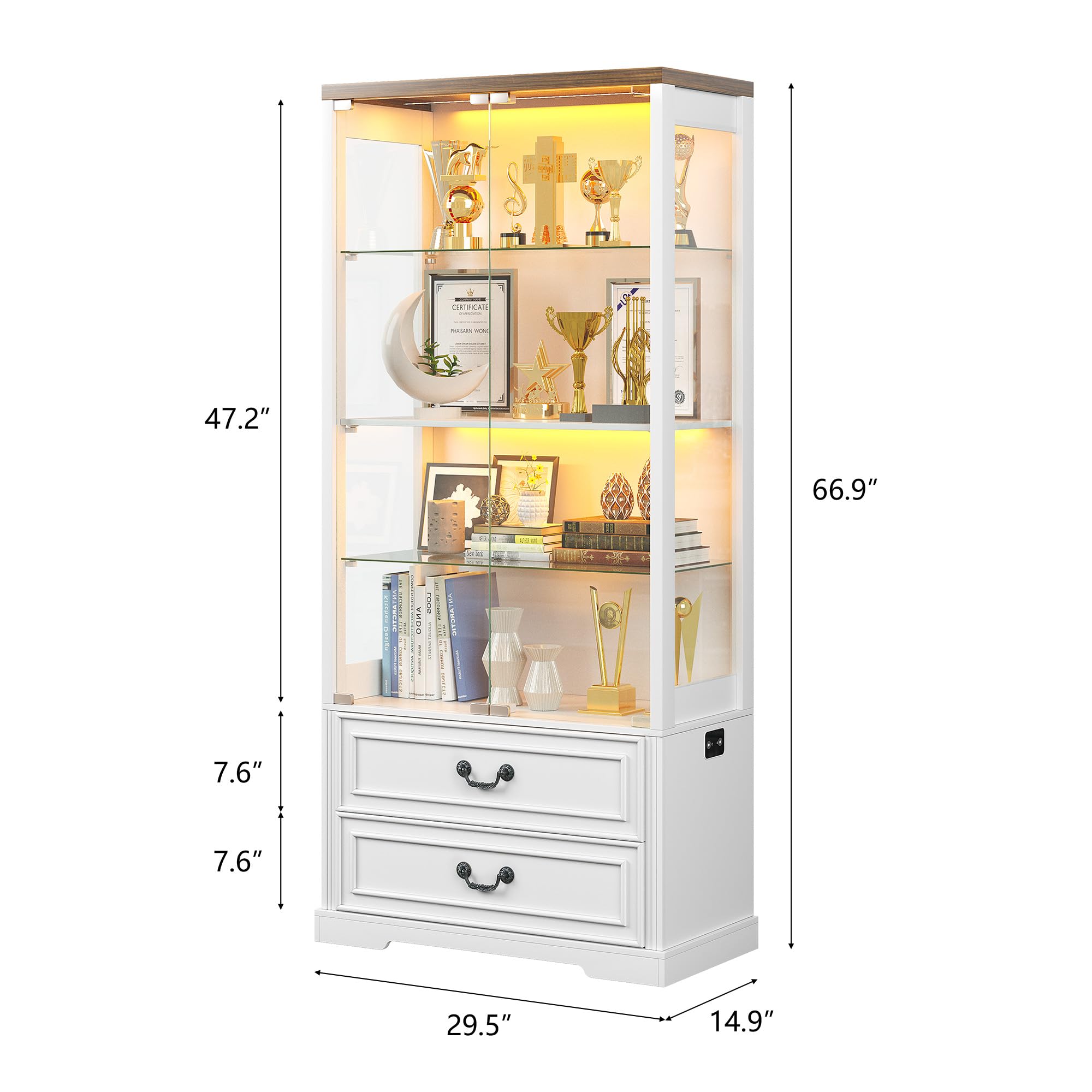 Display Cabinet with Glass Doors 67" Tall