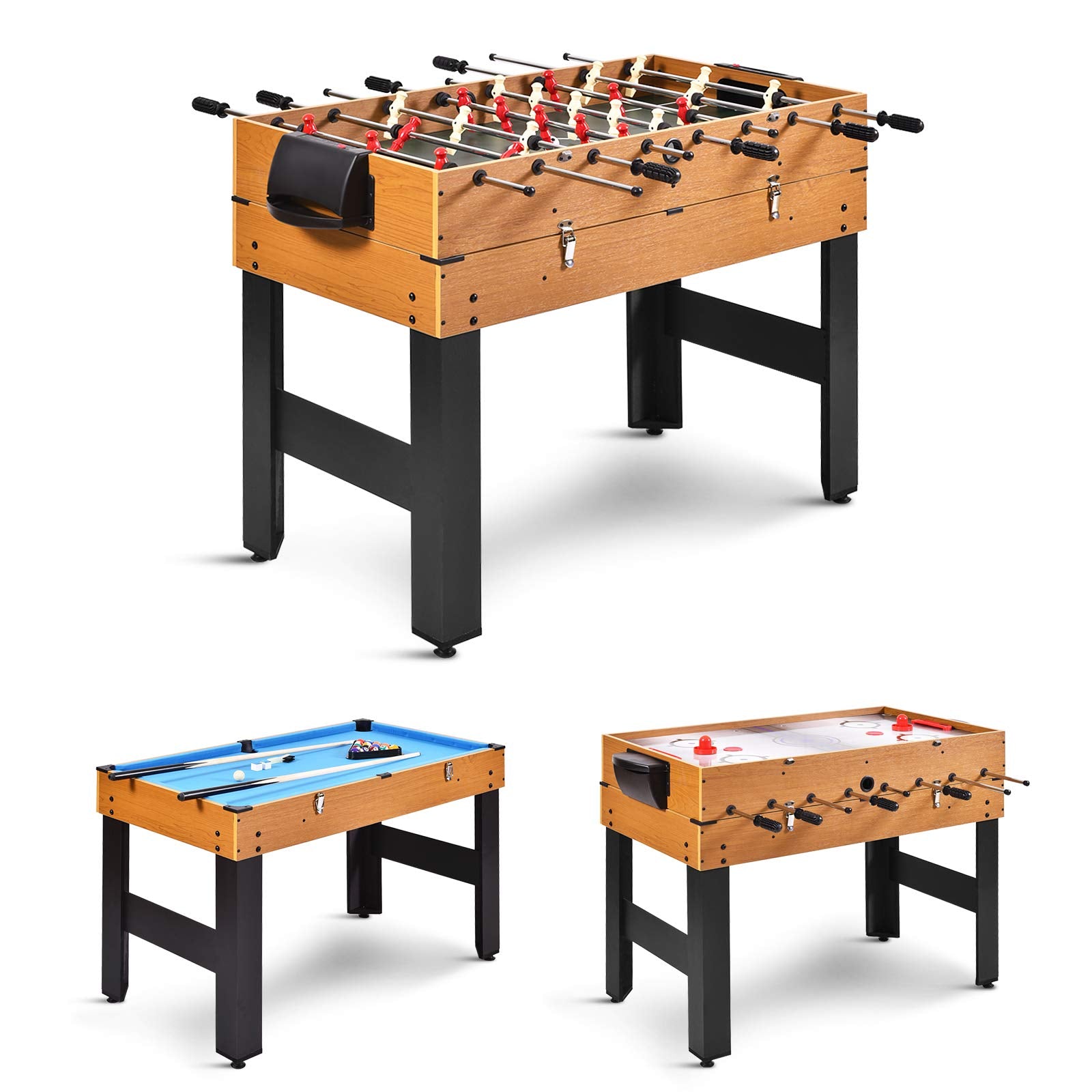 3-in-1 Multi Game Table with Foosball, Hockey & Billiards