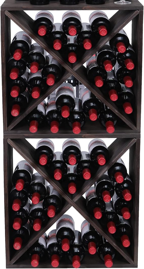 48-Bottle Wooden Wine Rack Countertop Storage