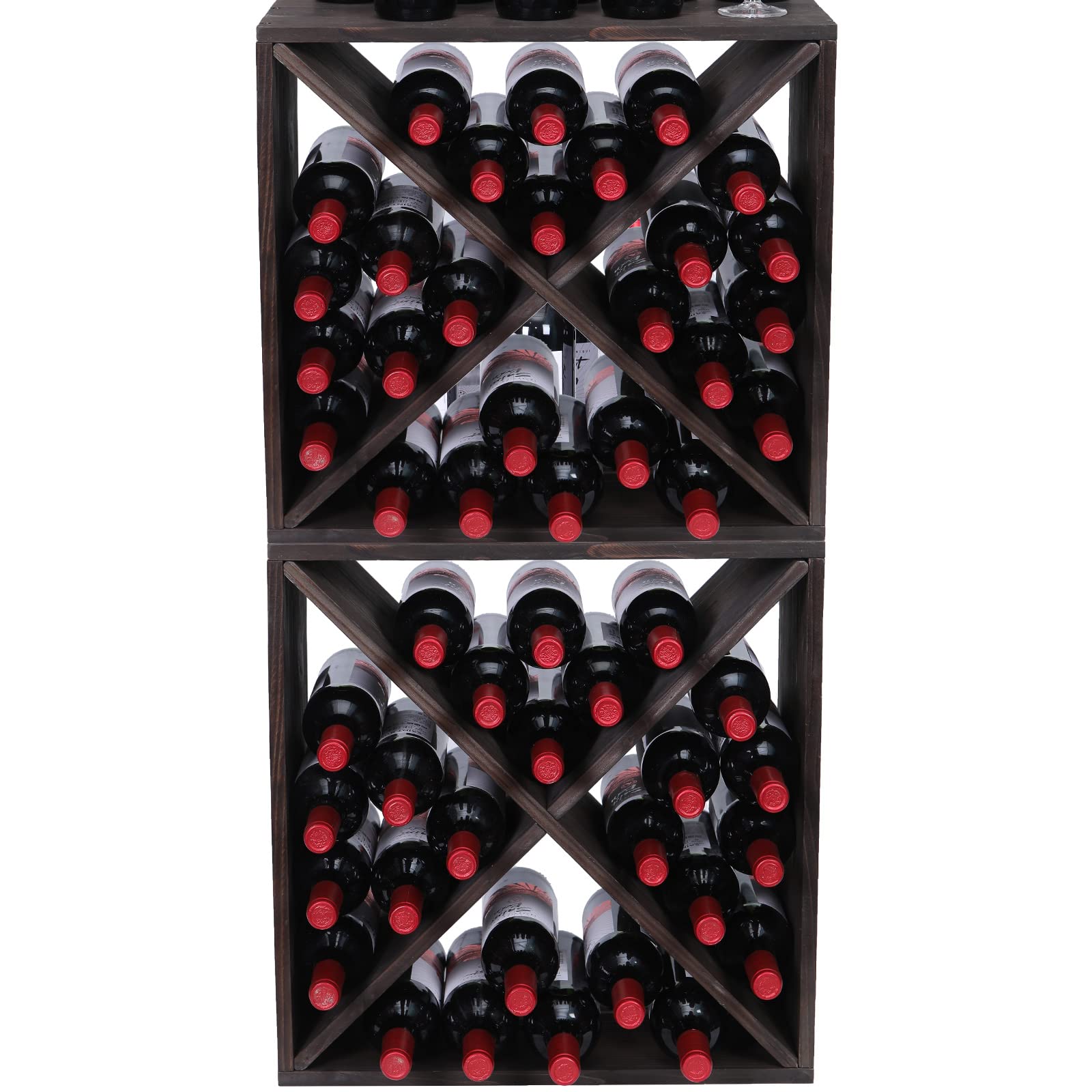 48-Bottle Wooden Wine Rack Countertop Storage