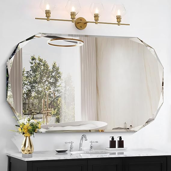 Oval Beveled Bathroom Mirror 48x28