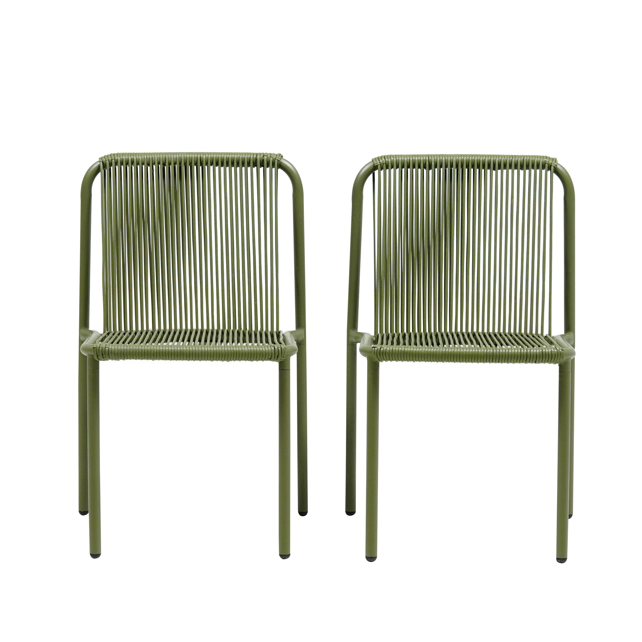 Minimalist Patio Wicker Stacking Dining Chairs Set of 2