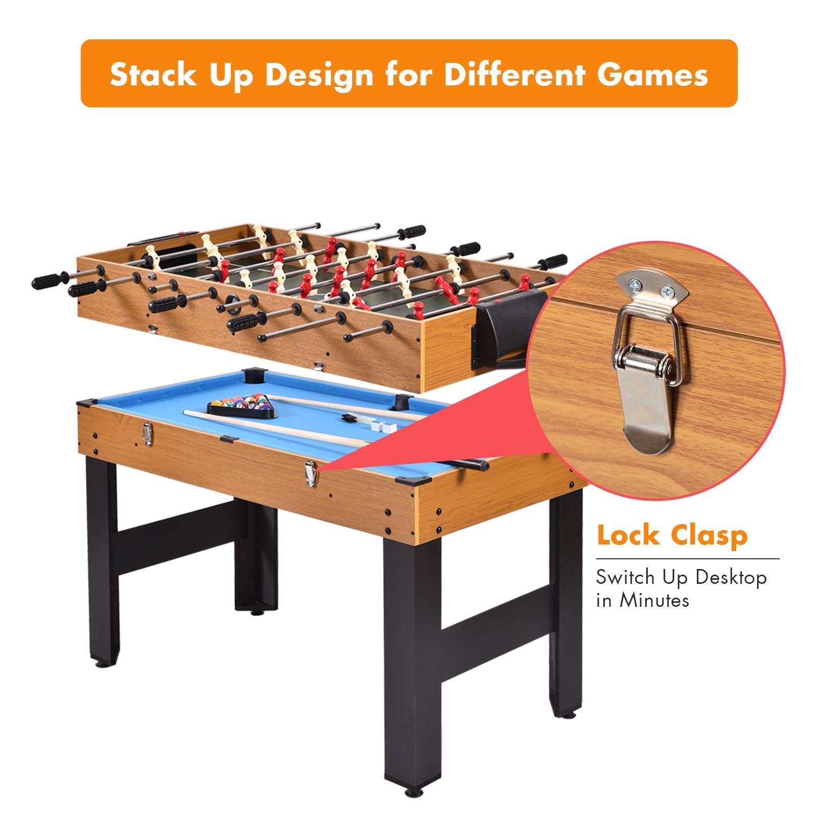 3-in-1 Multi Game Table with Foosball, Hockey & Billiards
