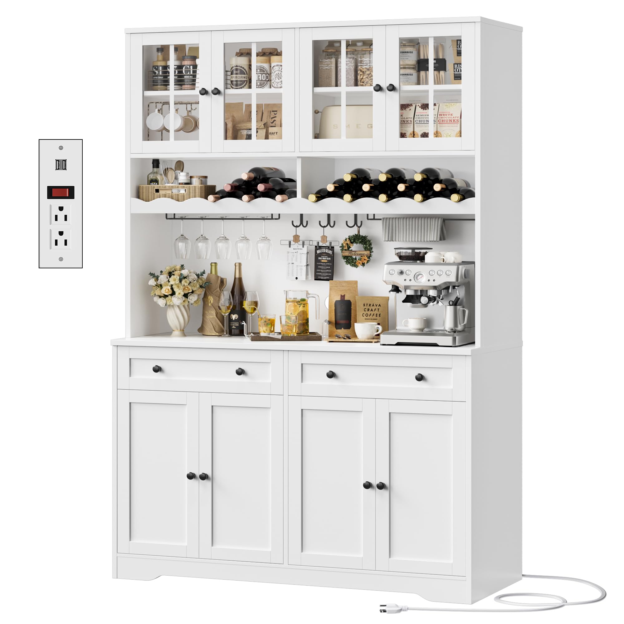 Kitchen Pantry Cabinet with Charging Station