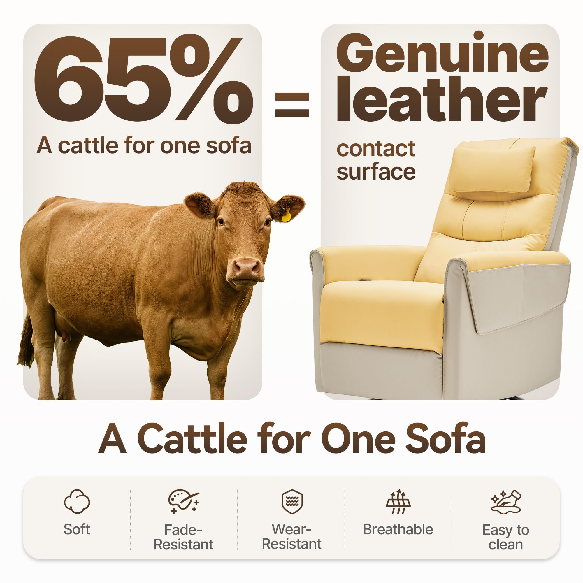 Leather Recliner Chair with Adjustable Headrest