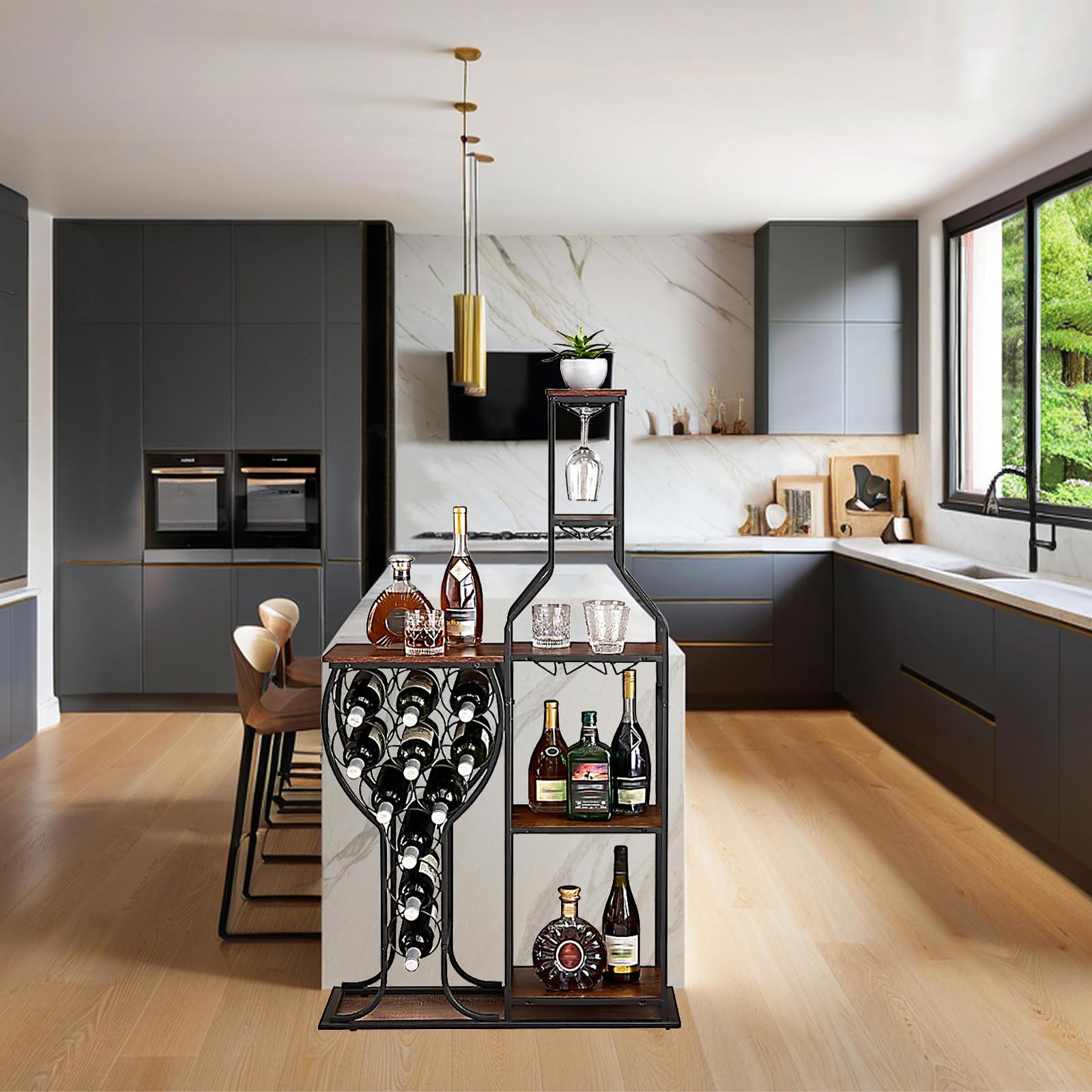 5-Tier Wine Rack Freestanding Floor 11 Bottles