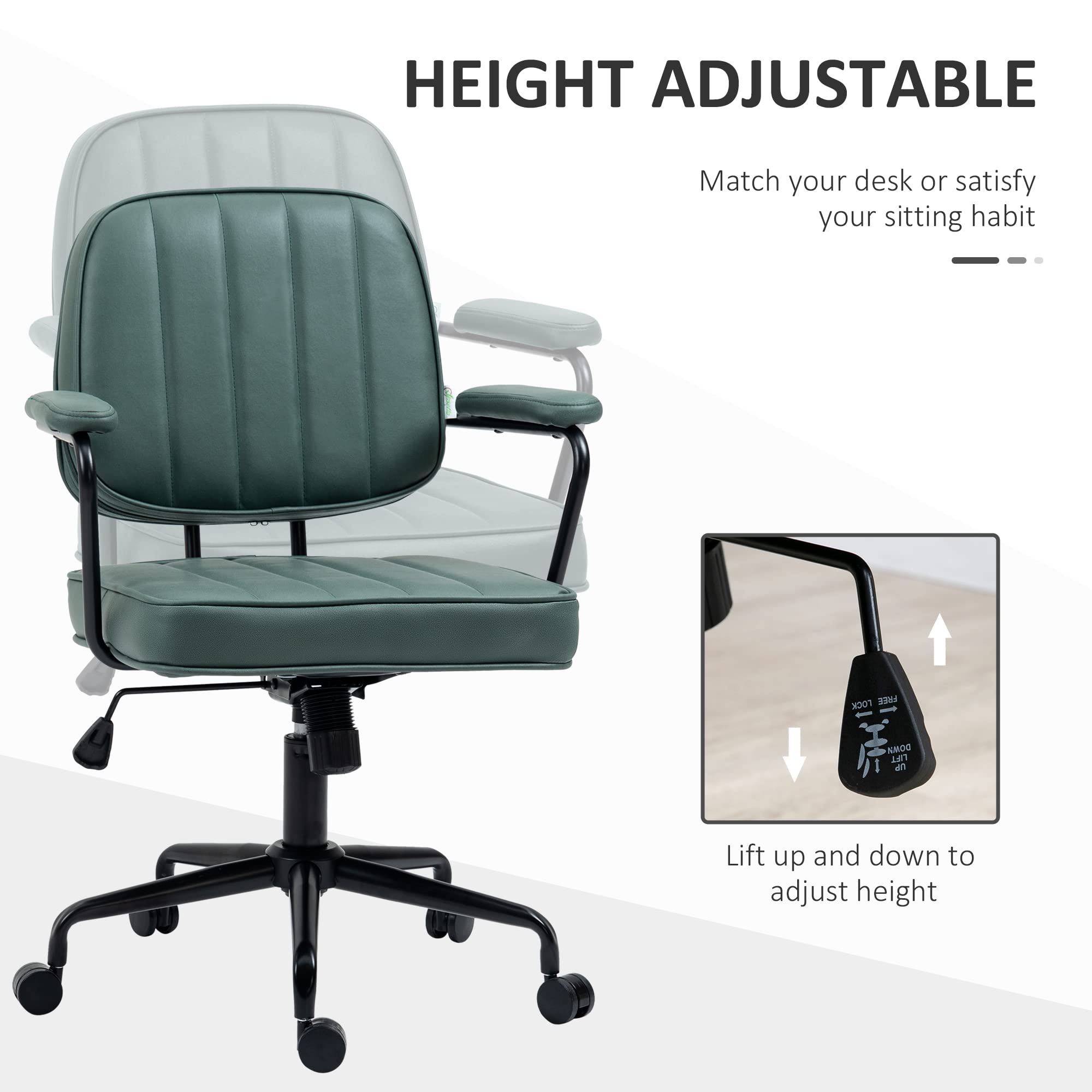 Microfiber Computer Desk Chair with Swivel Wheels and Adjustable Height