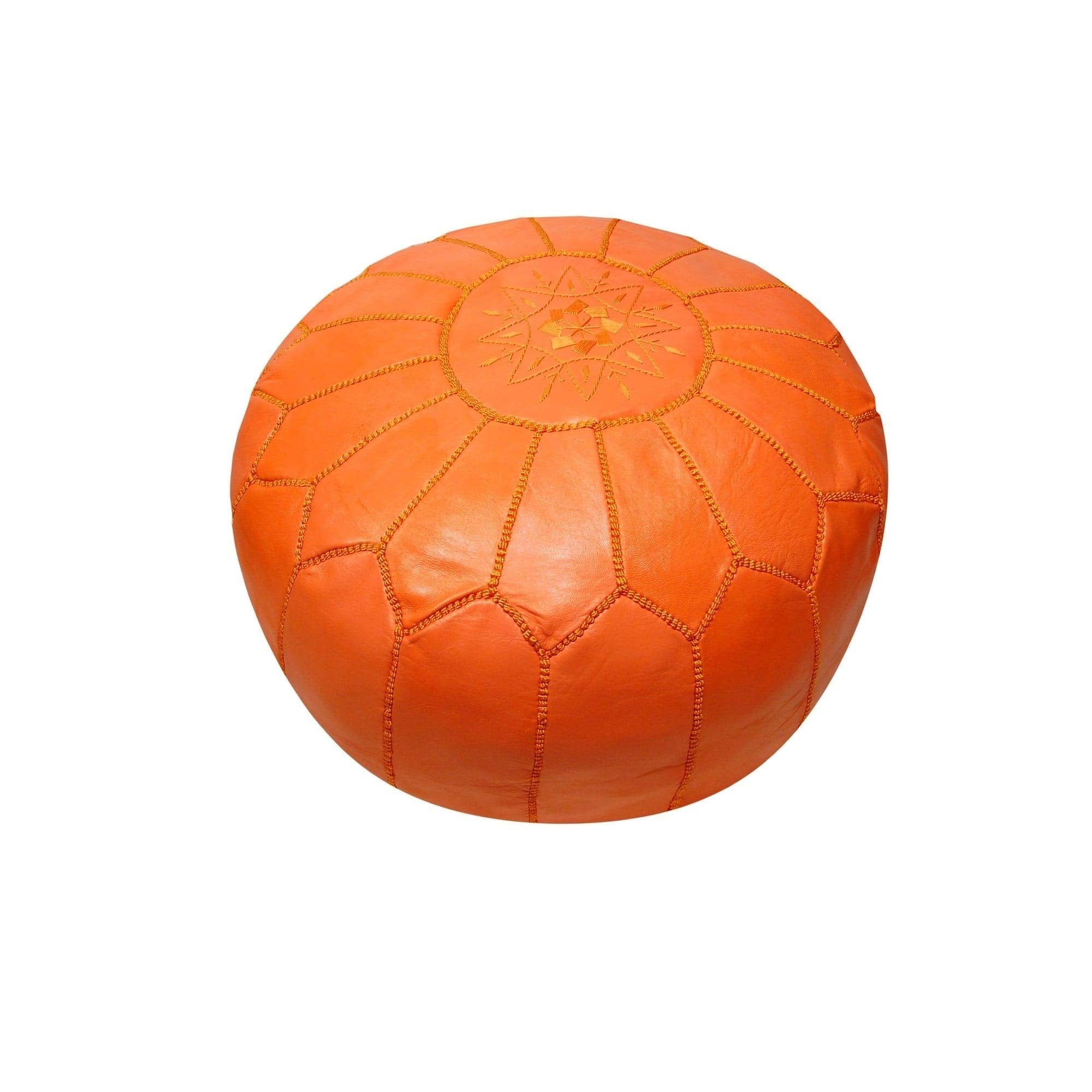 Handmade Leather Moroccan Pouf Ottoman