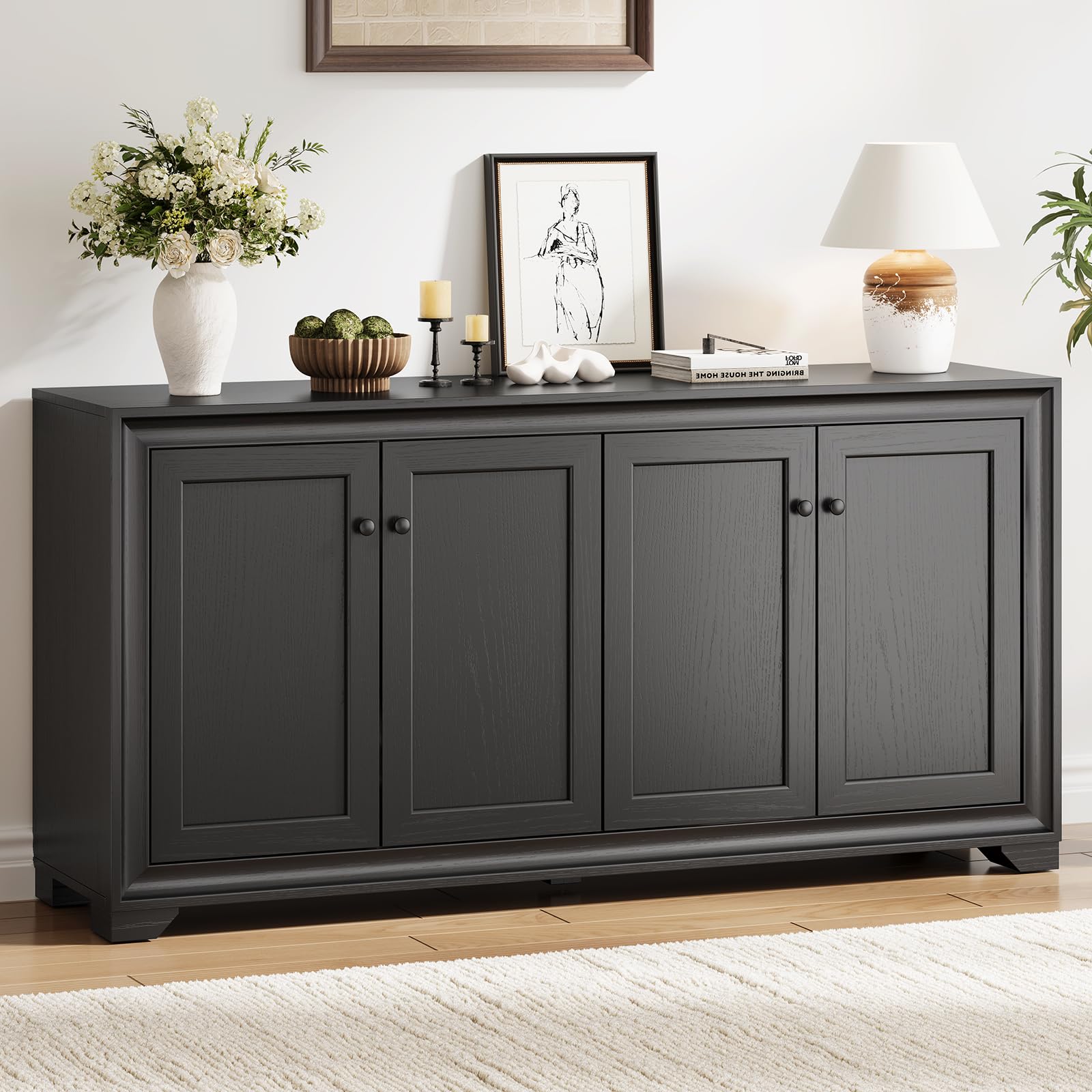 60" Buffet Cabinet with Storage and Adjustable Shelves
