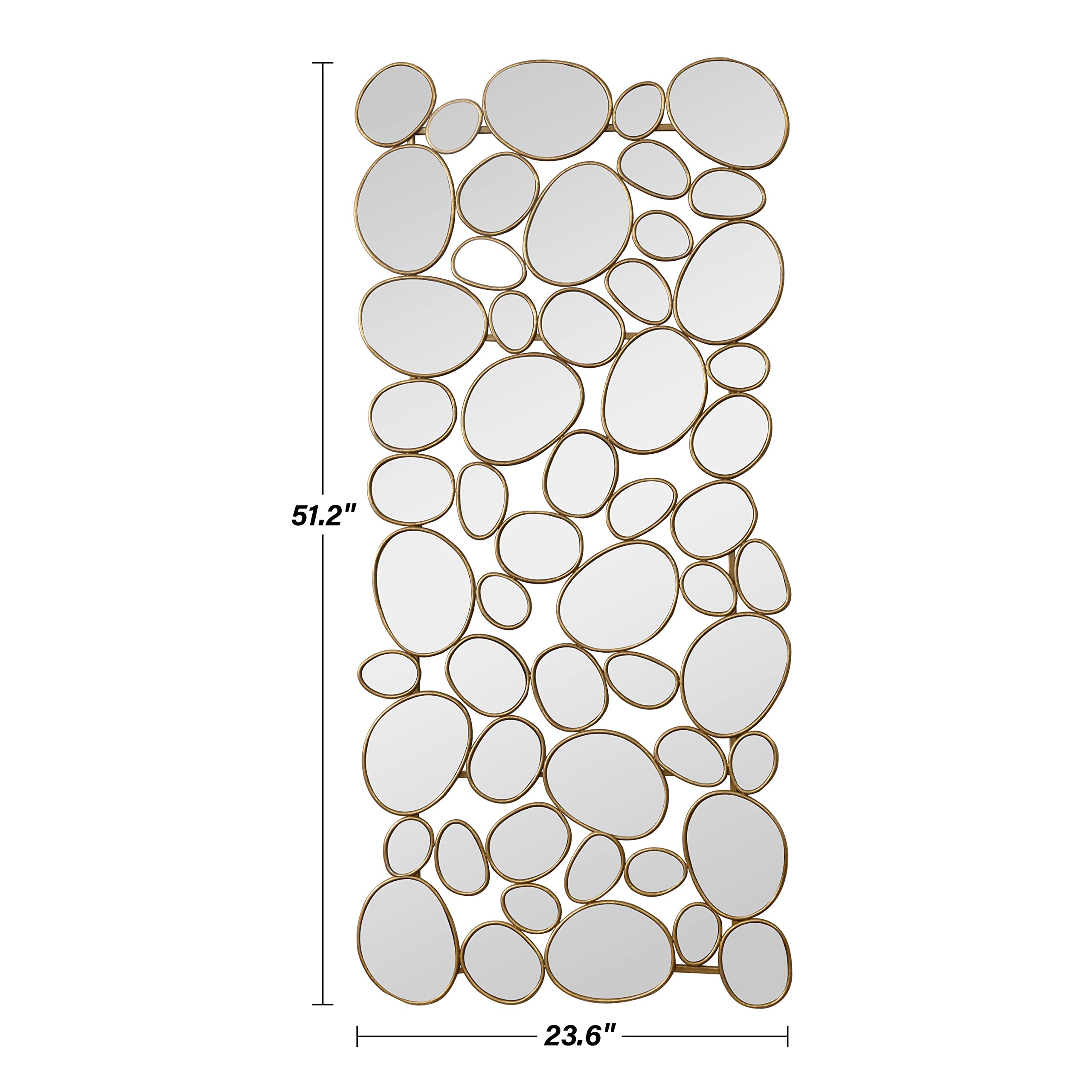 Gold Decorative Wall Mirror - 23x51 Inch Pebble Design Metal Frame