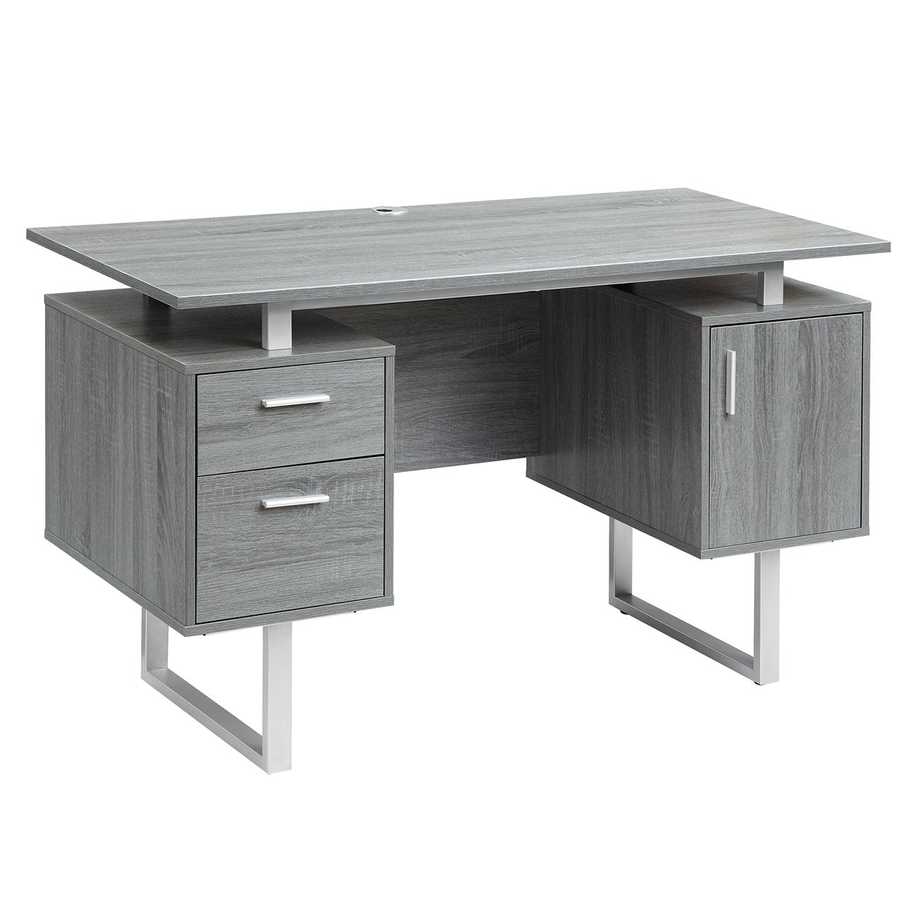 Techni Mobili Modern Office Desk with Storage, Gray