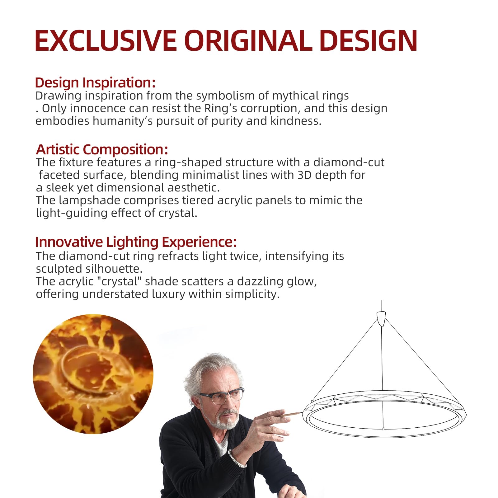 43" Farmhouse Pendant Light with Walnut Wood Finish