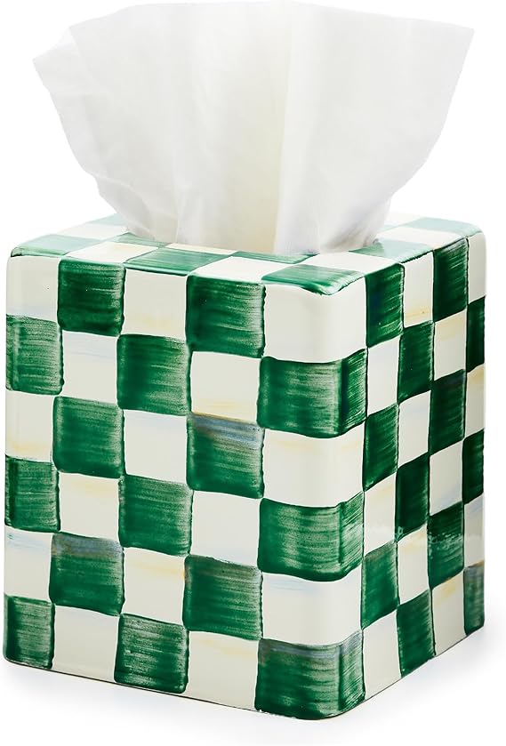 Courtly Check Enamel Tissue Box Cover