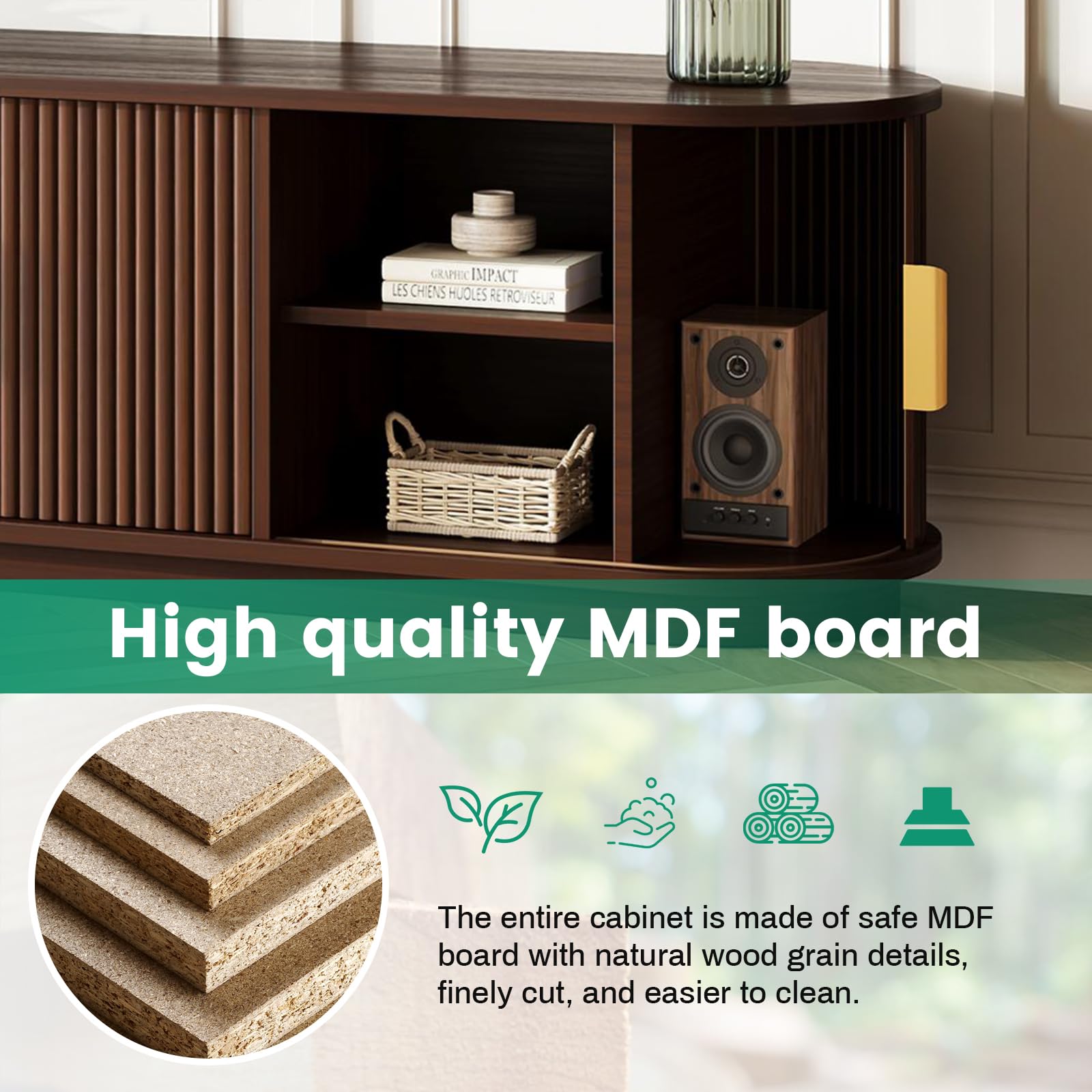 66.9" Wooden TV Stand with Sliding Doors