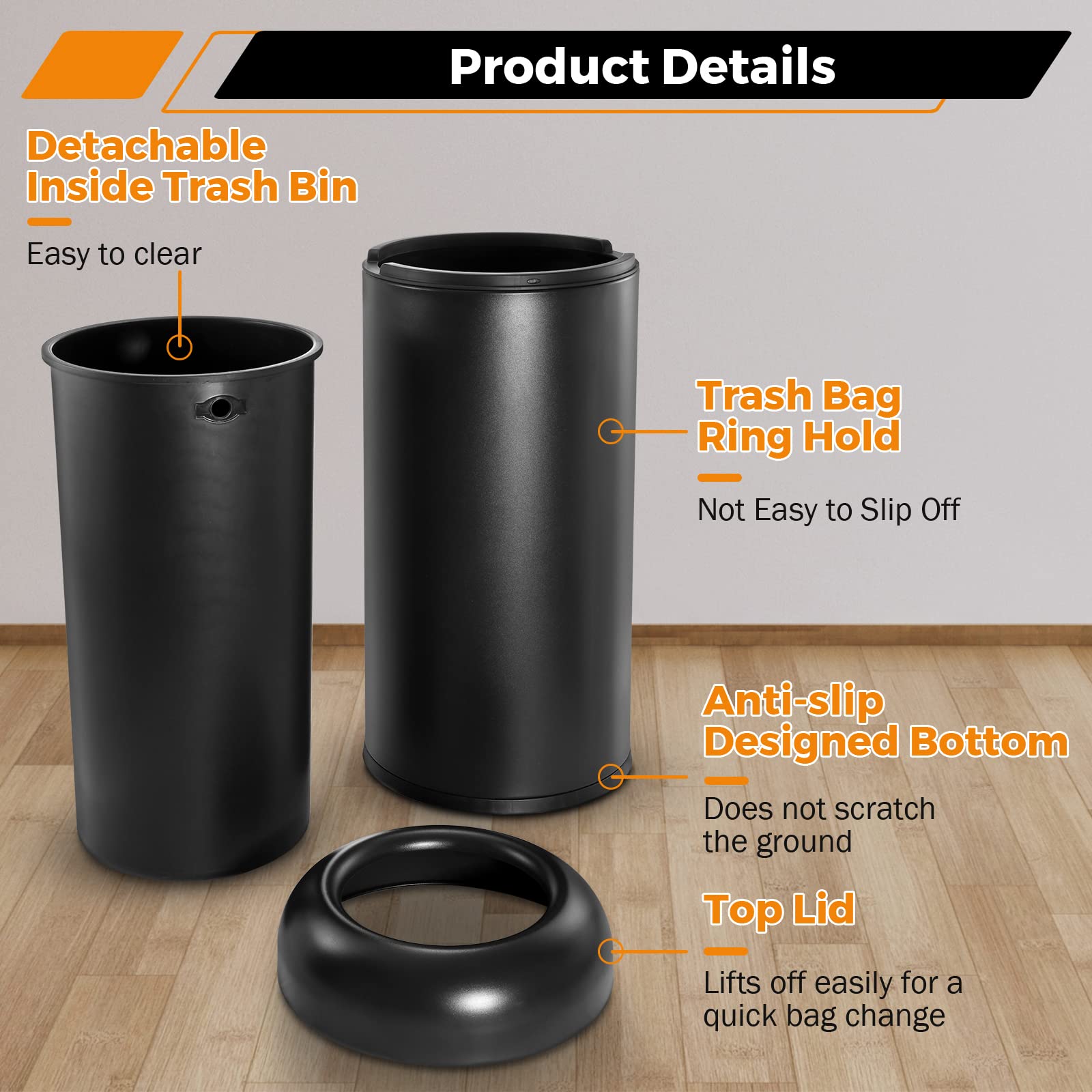 16.5 Gallon Stainless Steel Trash Can