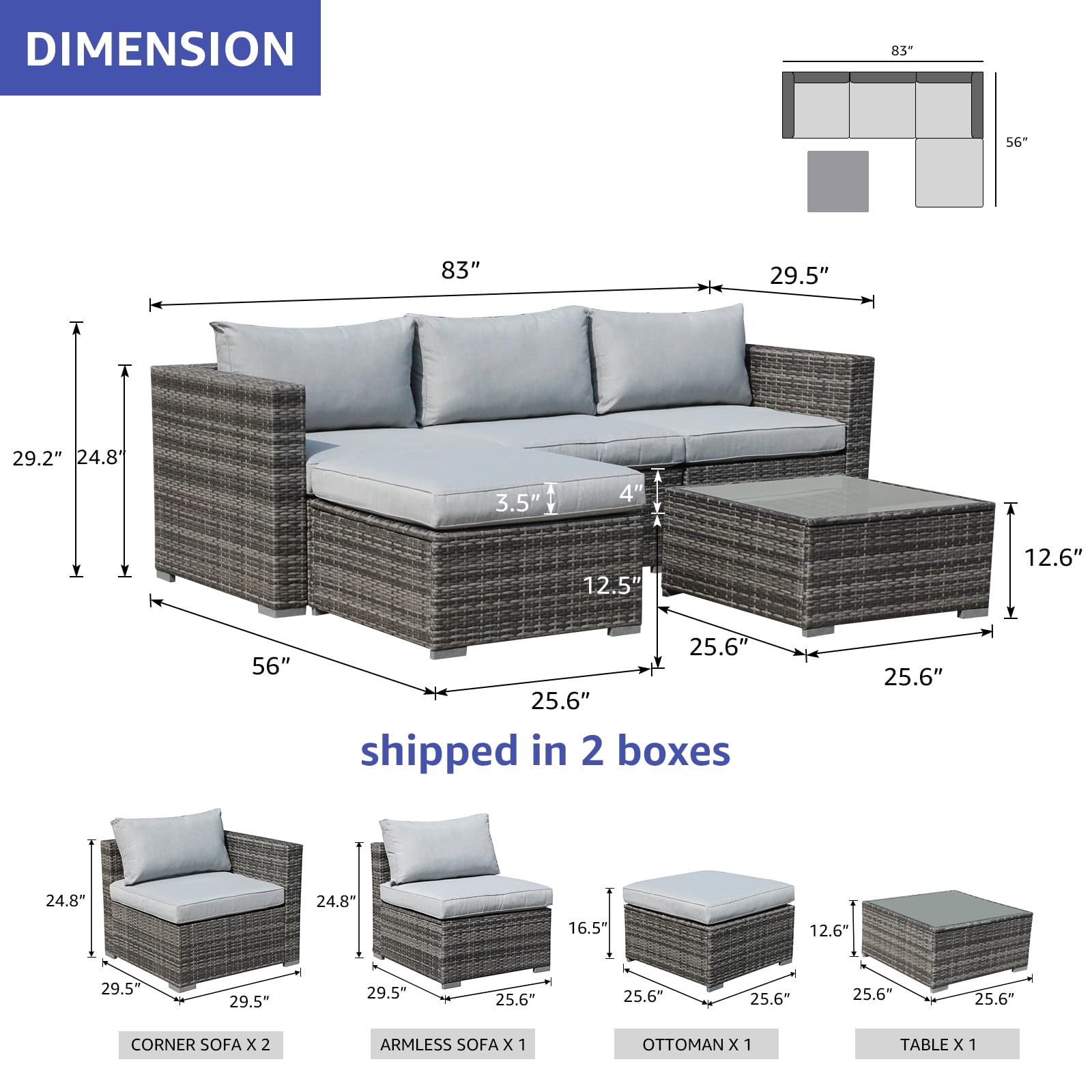 5-Piece Outdoor Sectional Conversation Set