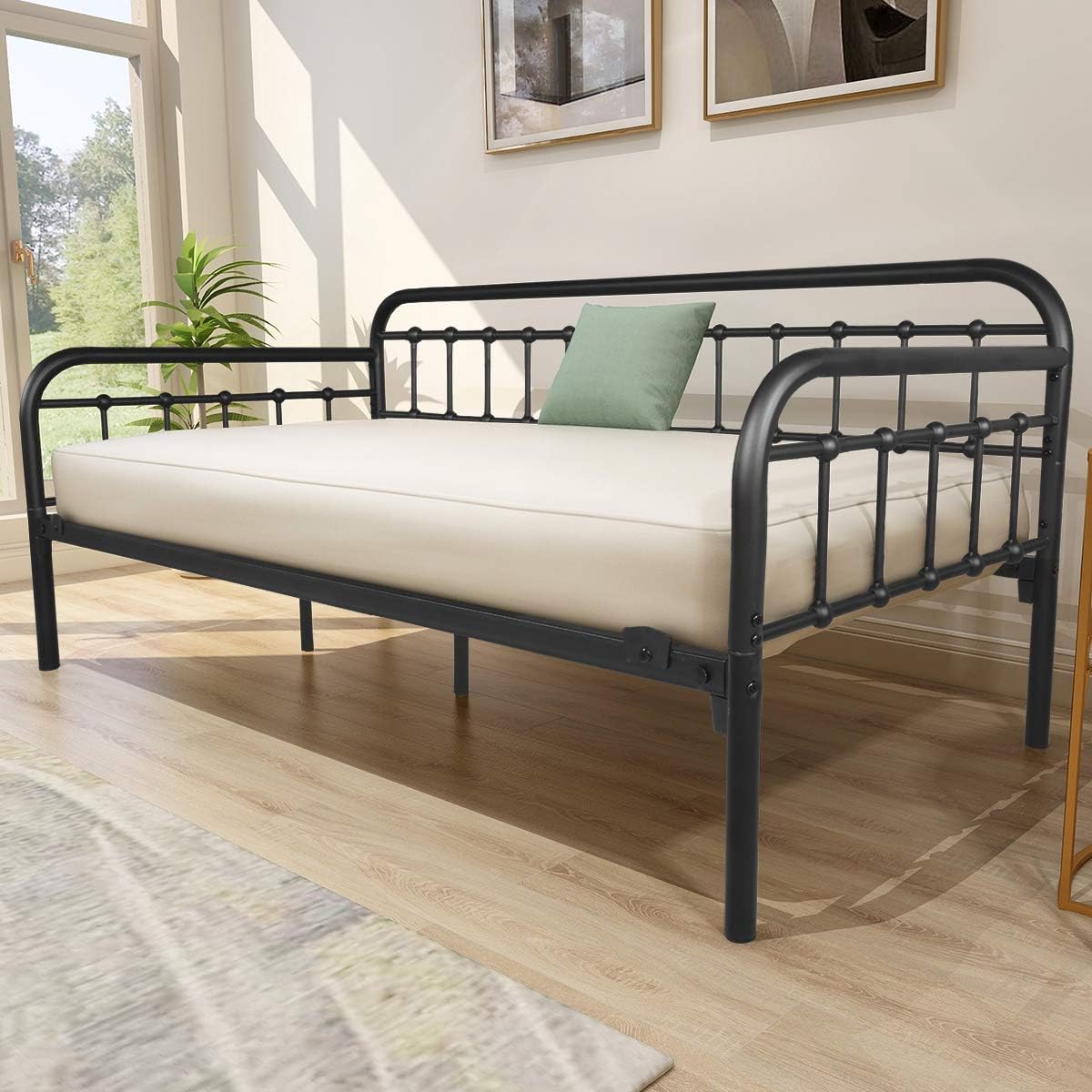 Metal Daybed Frame with Heavy Duty Slats - Twin