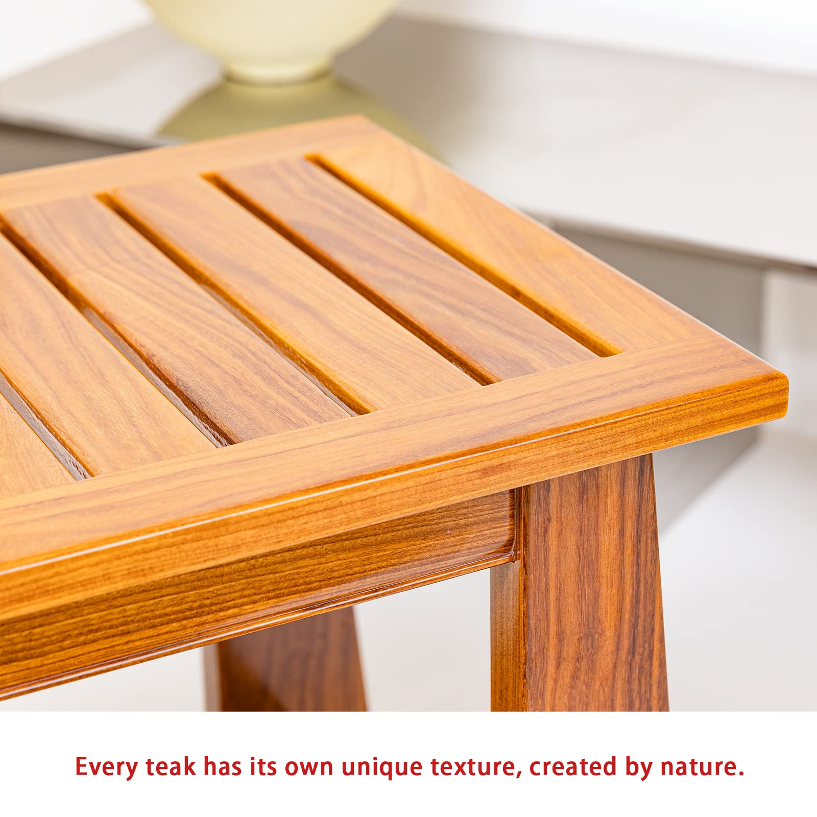 Commercial Teak Shower Bench with Non-Slip Leveling Feet
