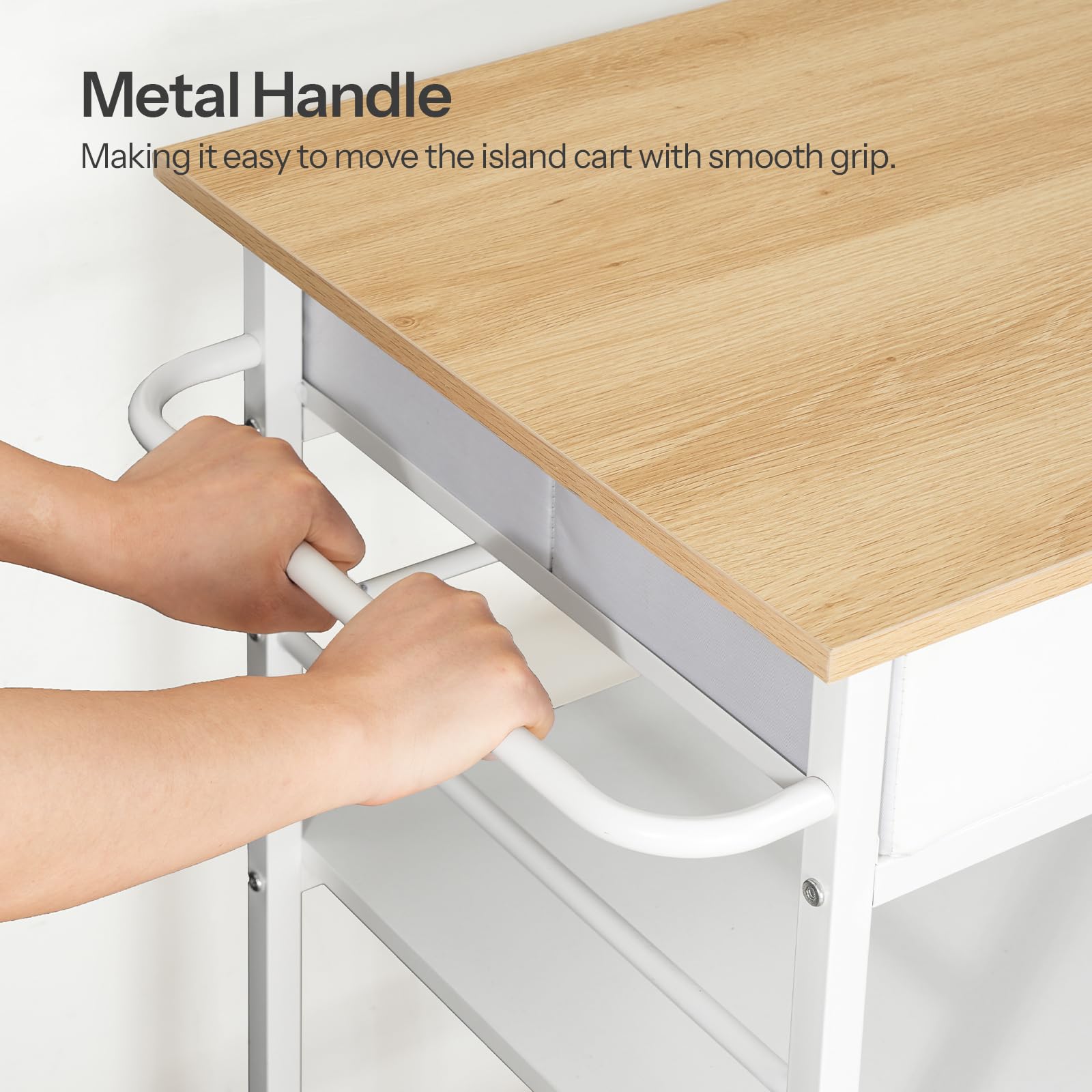 Kitchen Island with Storage and Rolling Cart